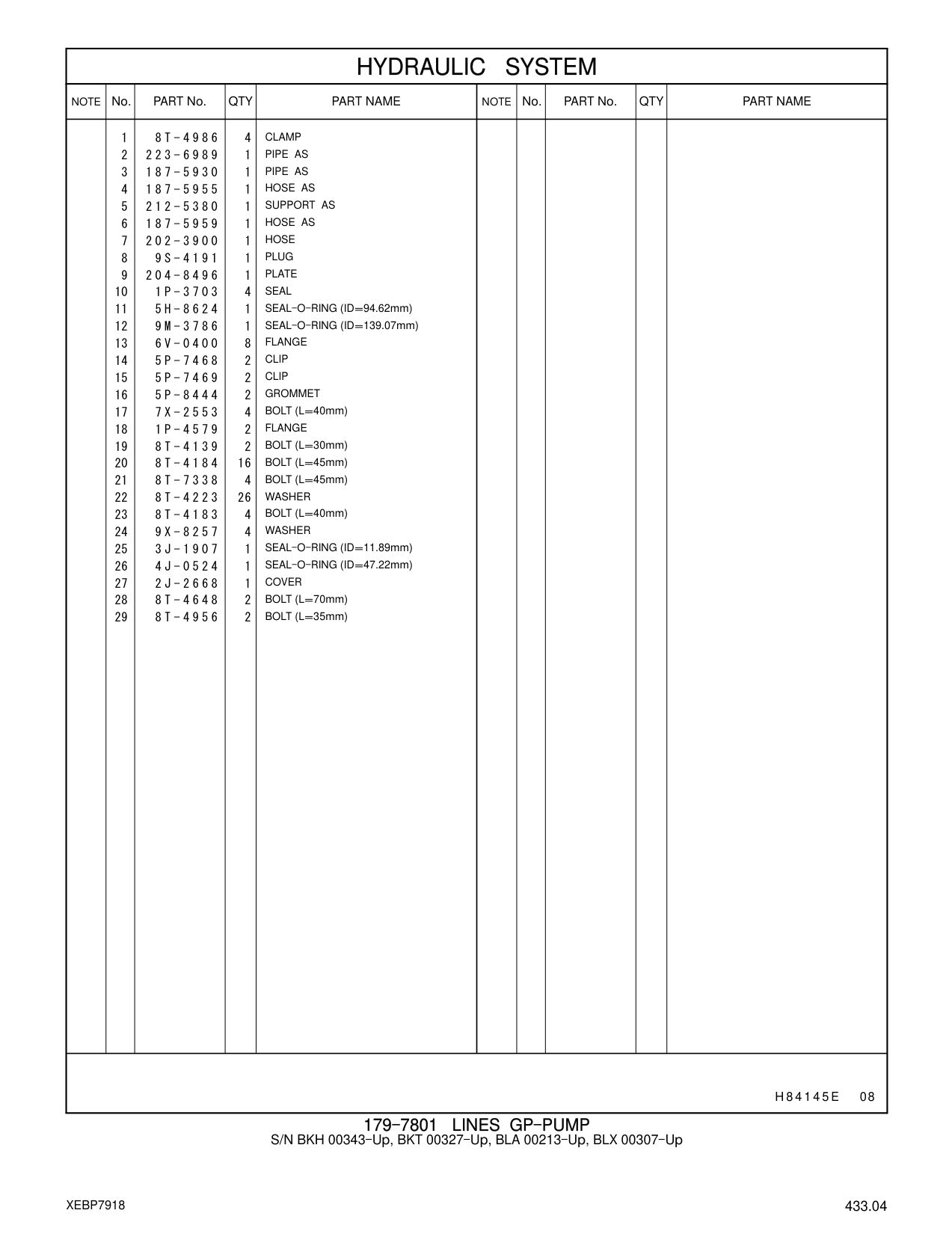 8T-7338 BOLT (L=45mm) CAT parts manual diagram