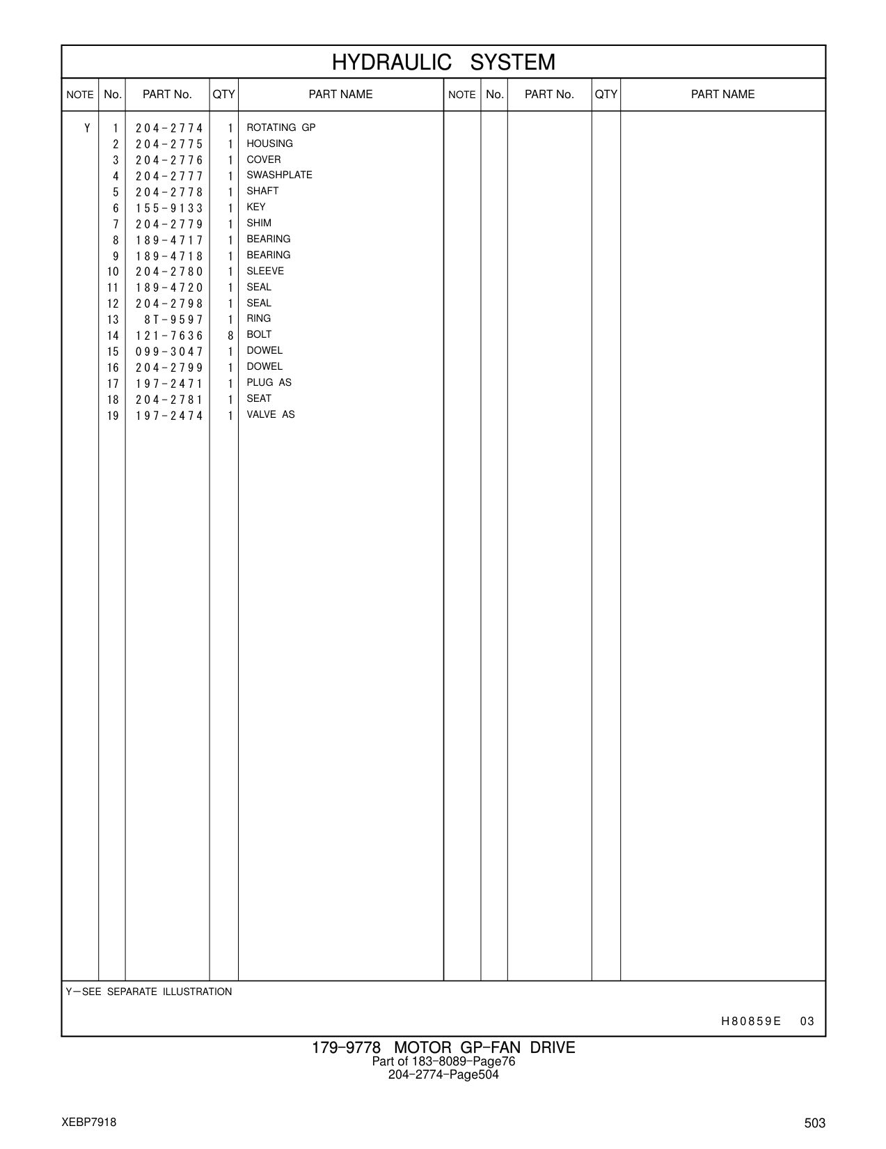 204-2799 DOWEL CAT parts manual diagram