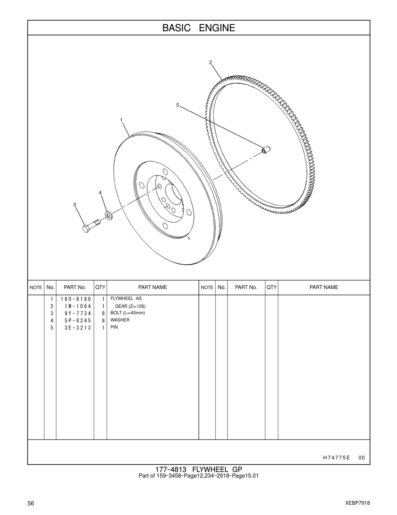9Y-7734 BOLT (L=45mm) CAT parts manual diagram