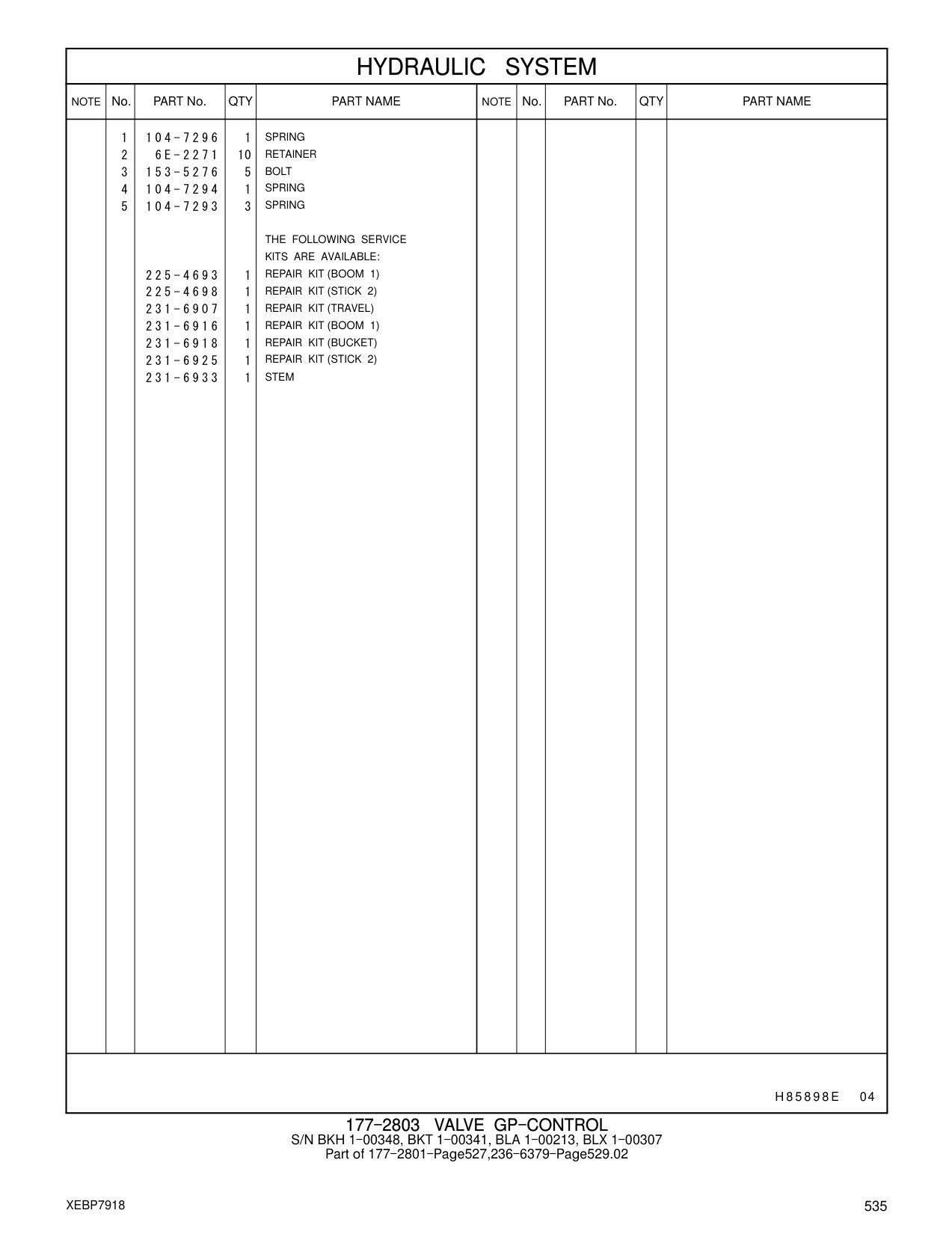 6E-2271 RETAINER CAT parts manual diagram