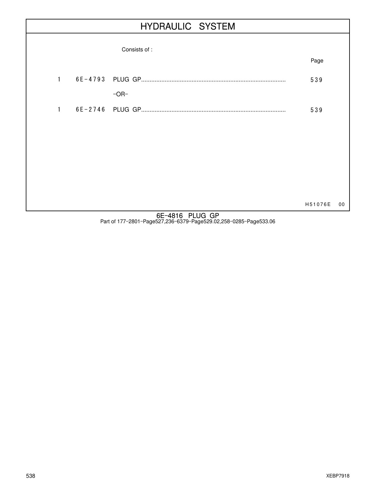 6E-4793 PLUG GP CAT parts manual diagram