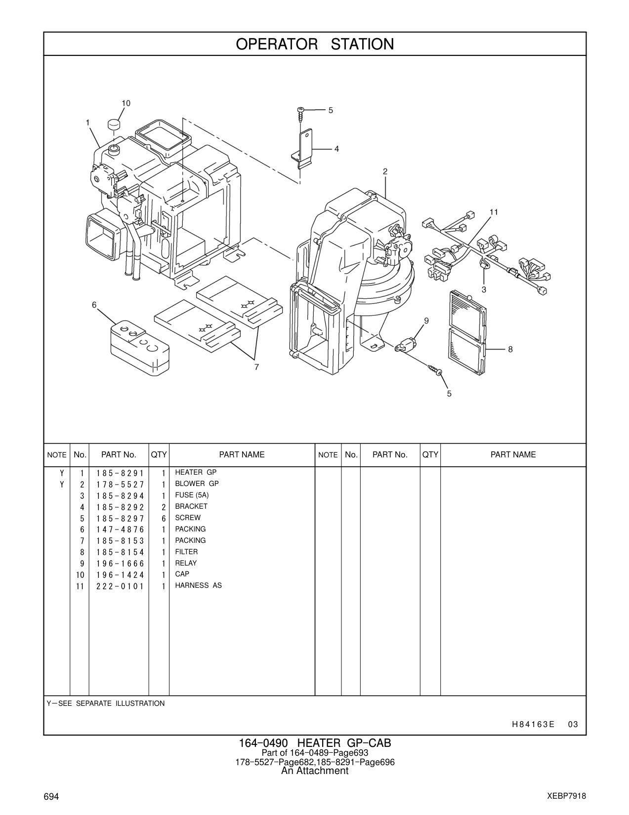 185-8291 HEATER GP CAT parts manual diagram
