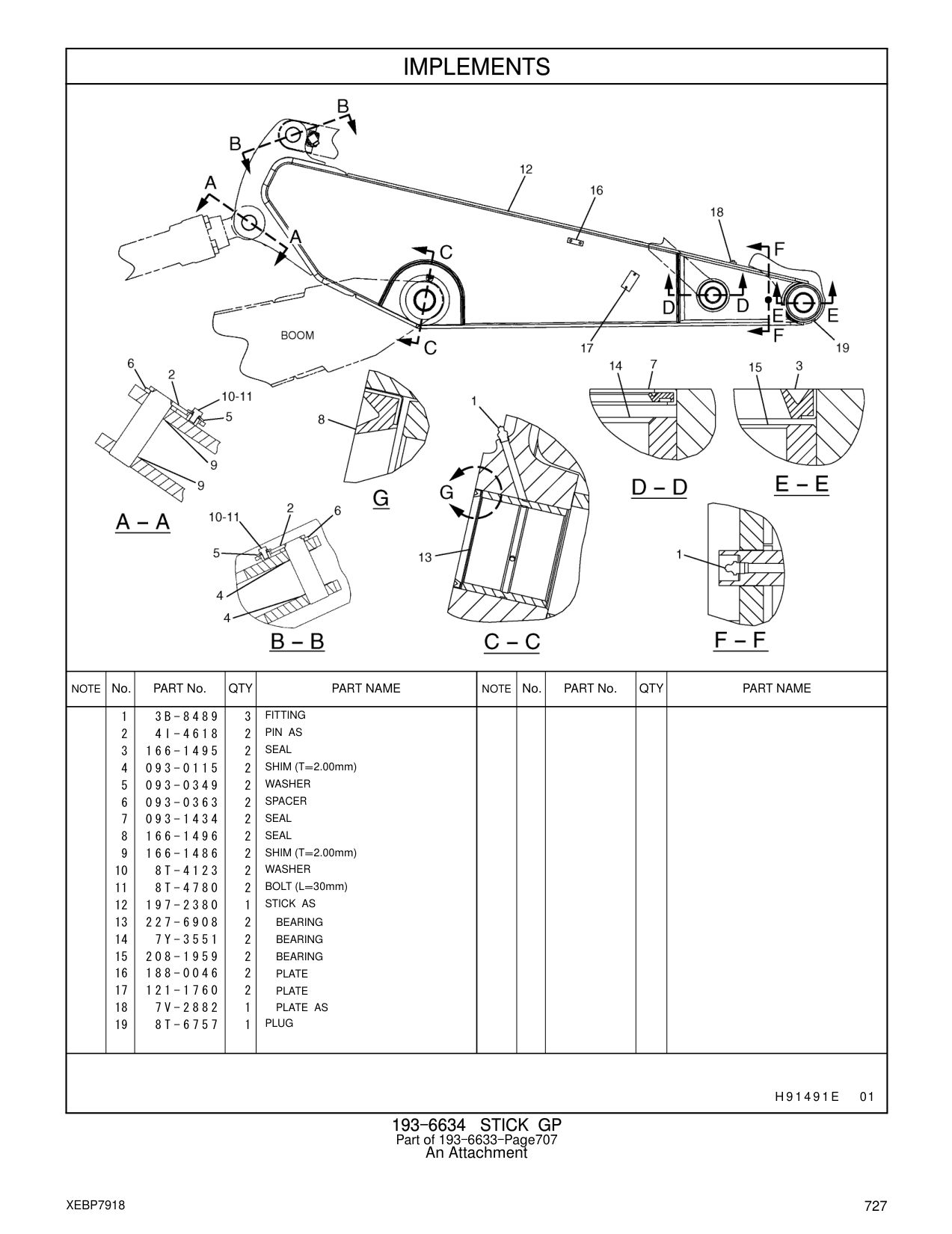 197-2380 STICK AS CAT parts manual diagram