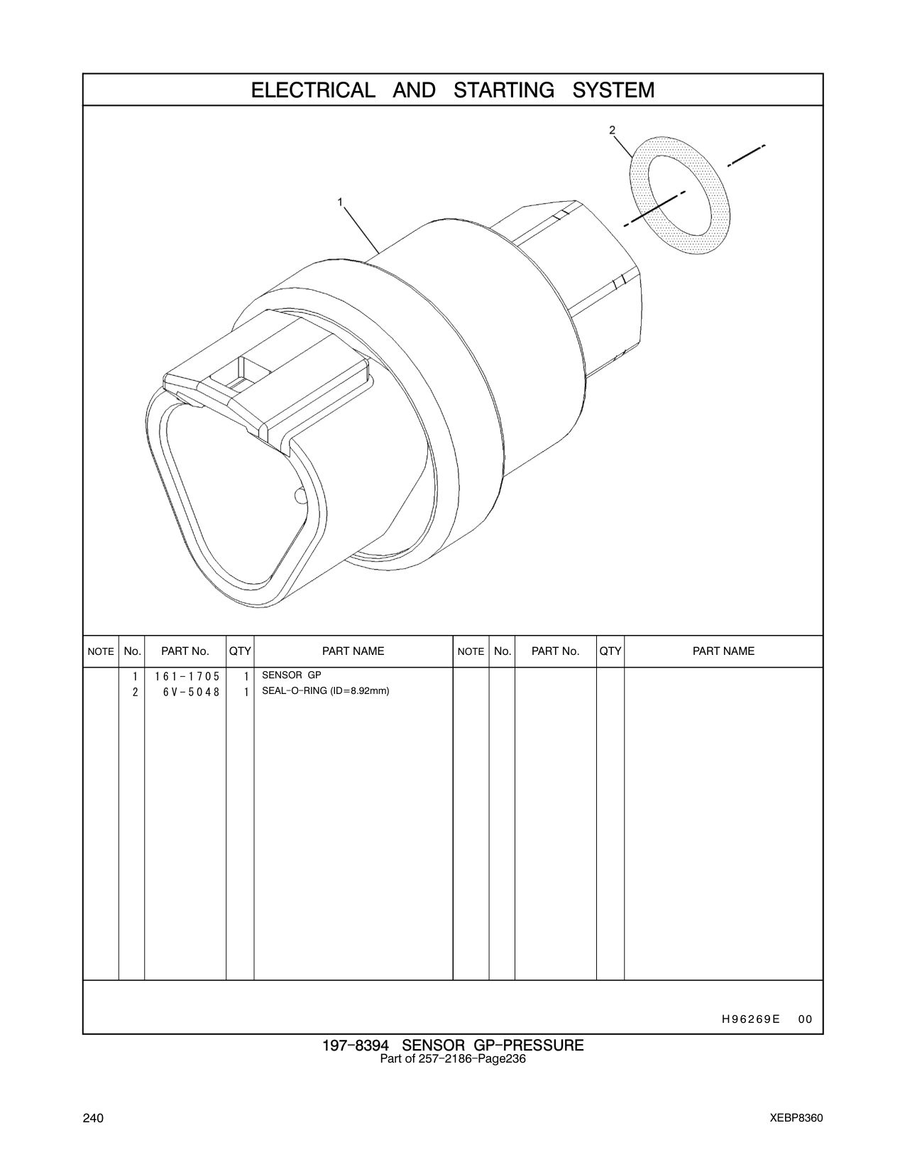 161-1705 SENSOR GP CAT parts manual diagram