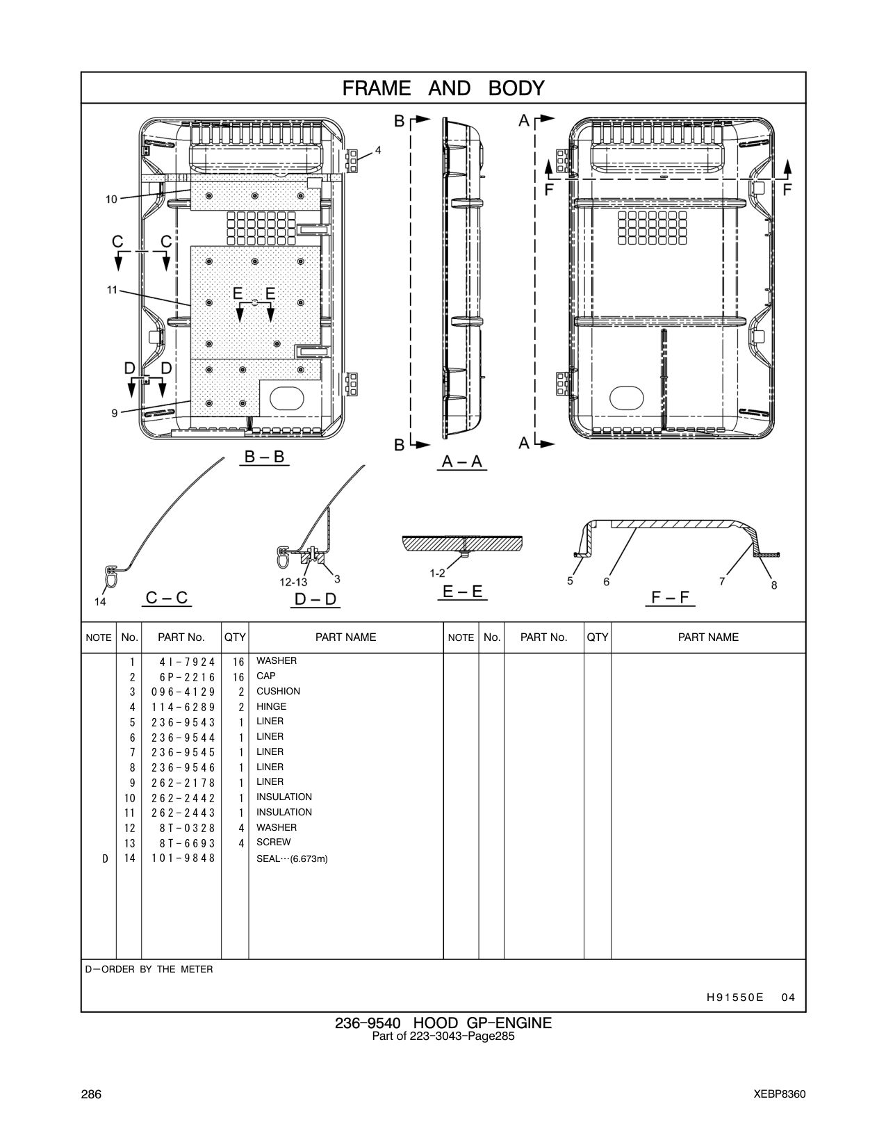 236-9545 LINER CAT parts manual diagram