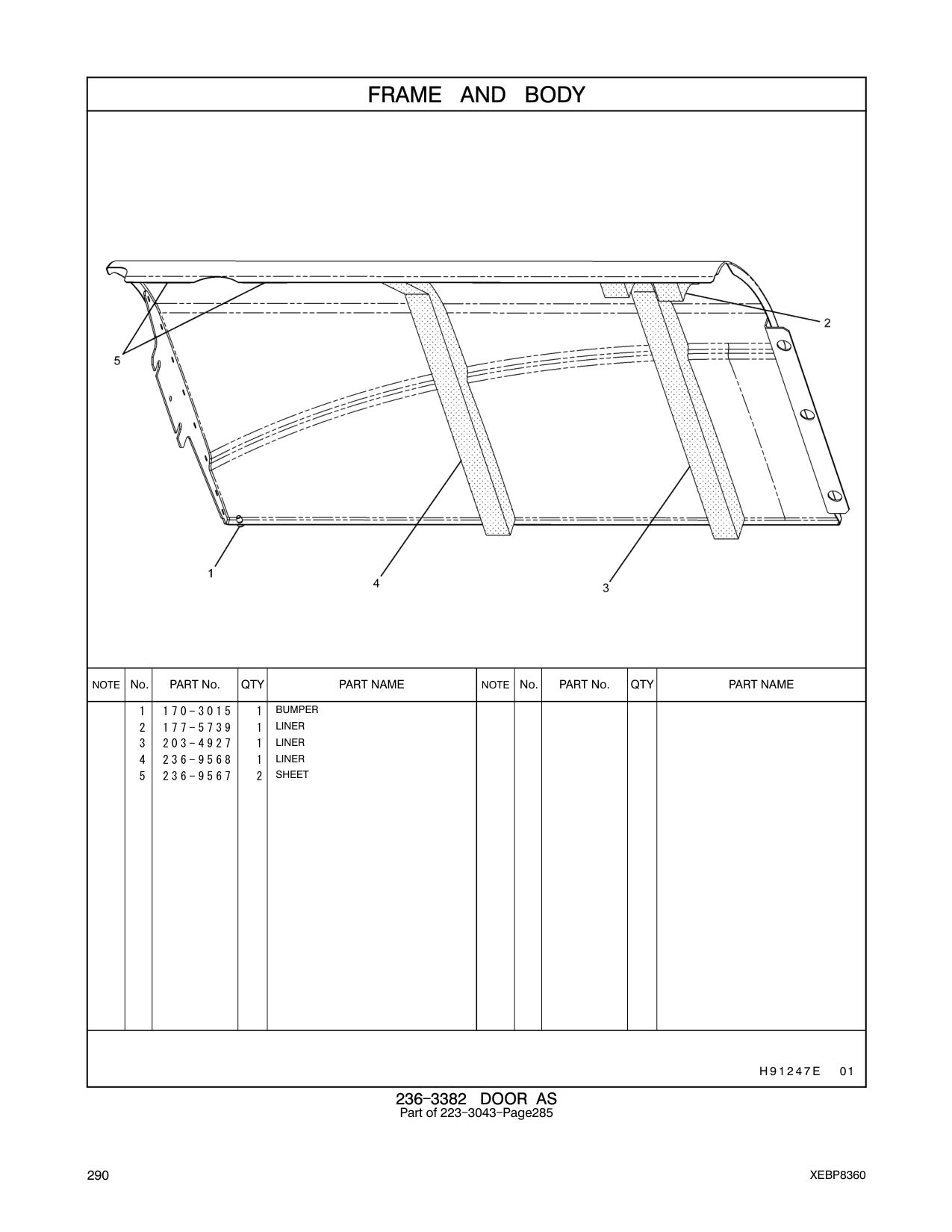 236-9568 LINER CAT parts manual diagram