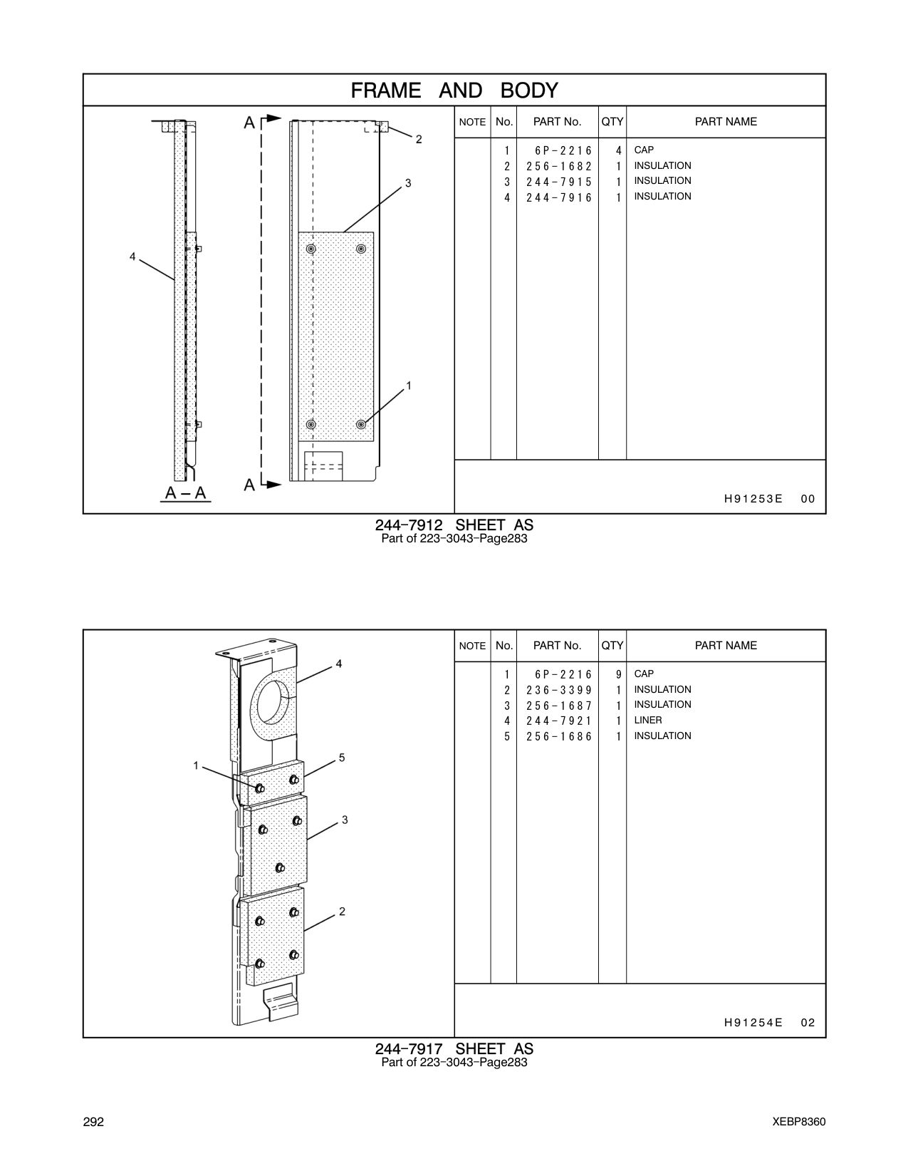 244-7921 LINER CAT parts manual diagram