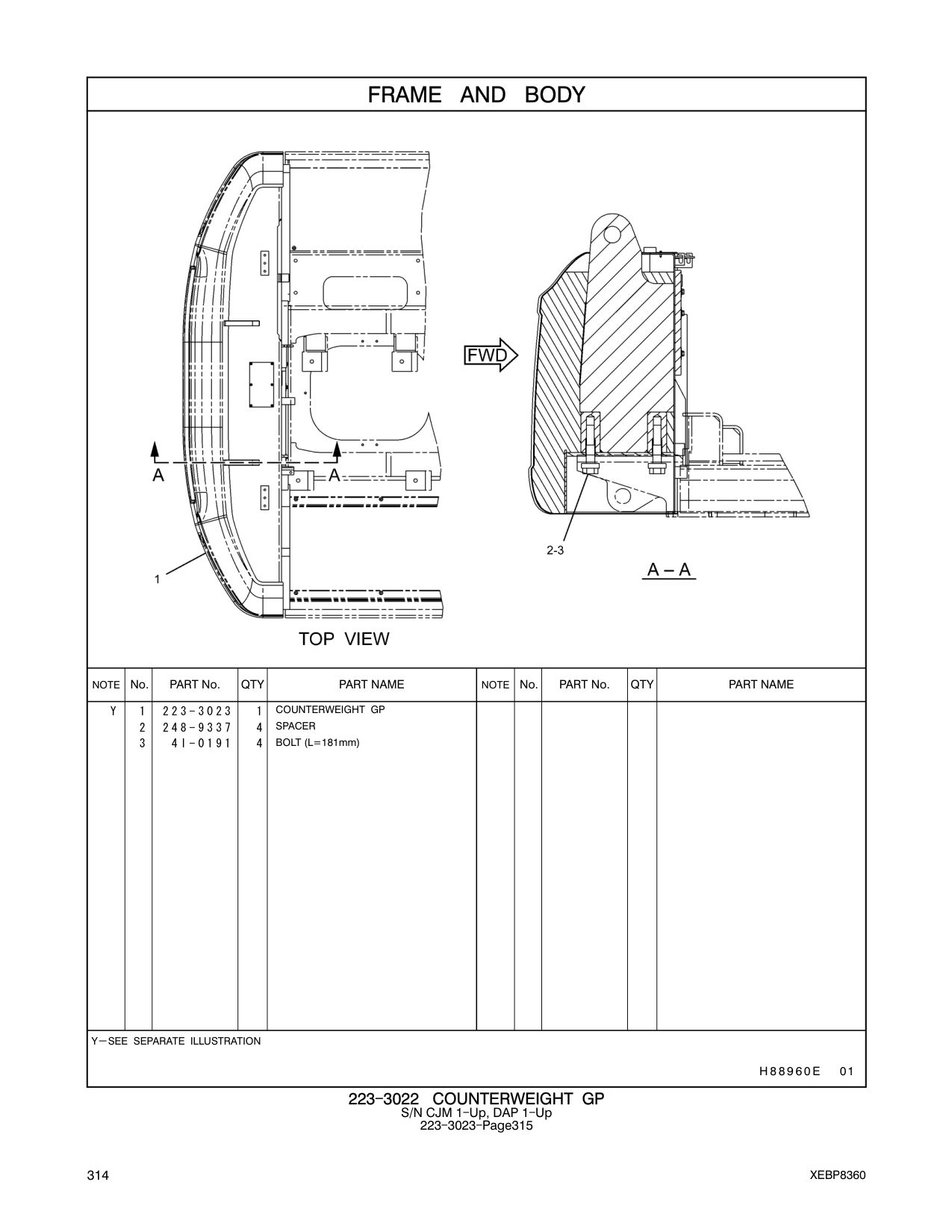 248-9337 SPACER CAT parts manual diagram