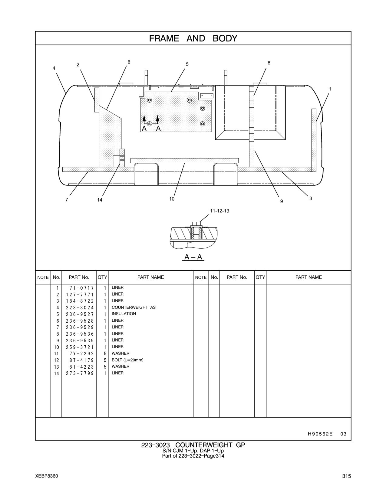 236-9539 LINER CAT parts manual diagram
