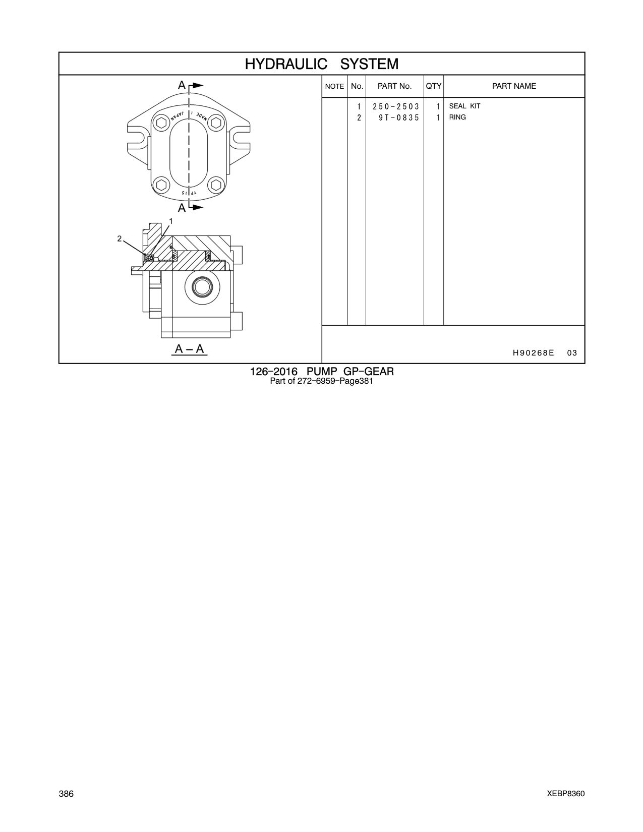 9T-0835 RING CAT parts manual diagram