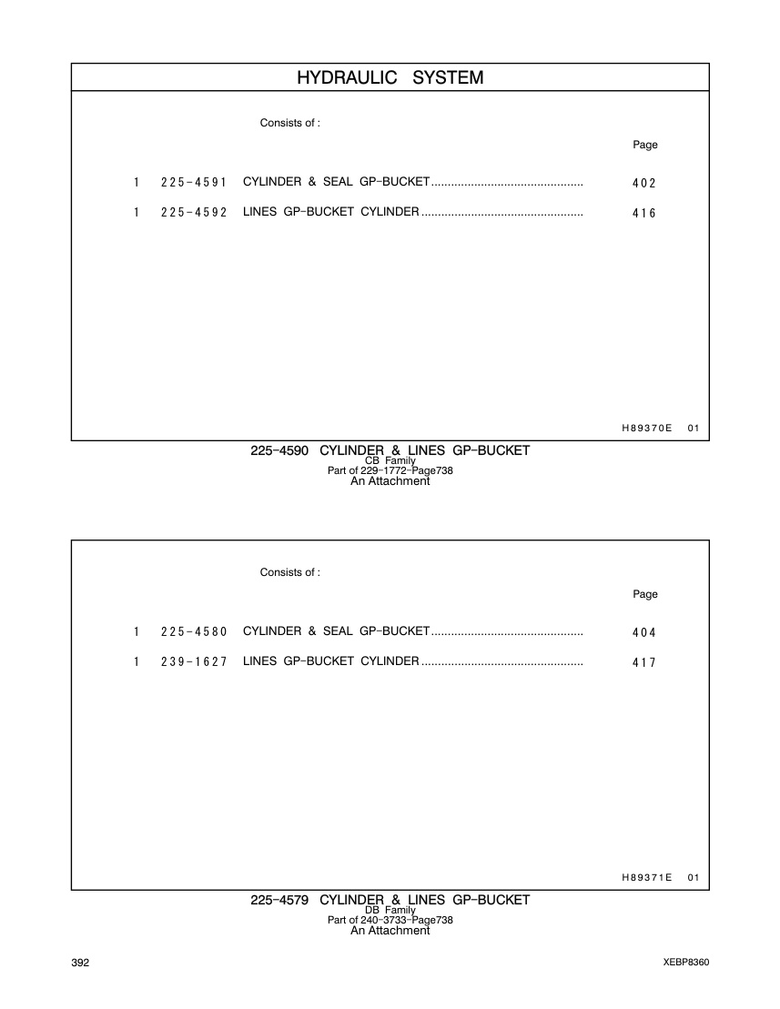 225-4591 CYLINDER & SEAL GP-BUCKET CAT parts manual diagram