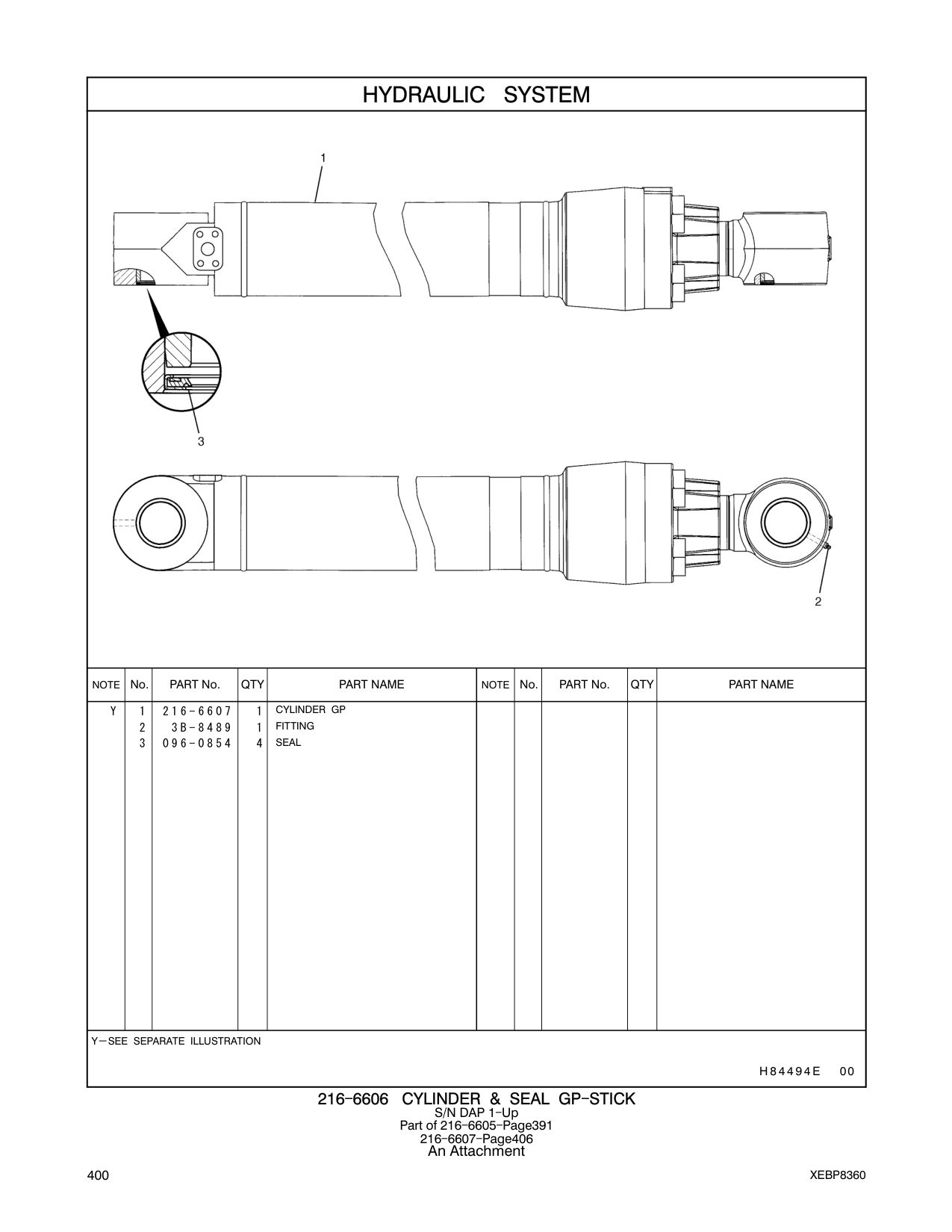 216-6607 CYLINDER GP CAT parts manual diagram