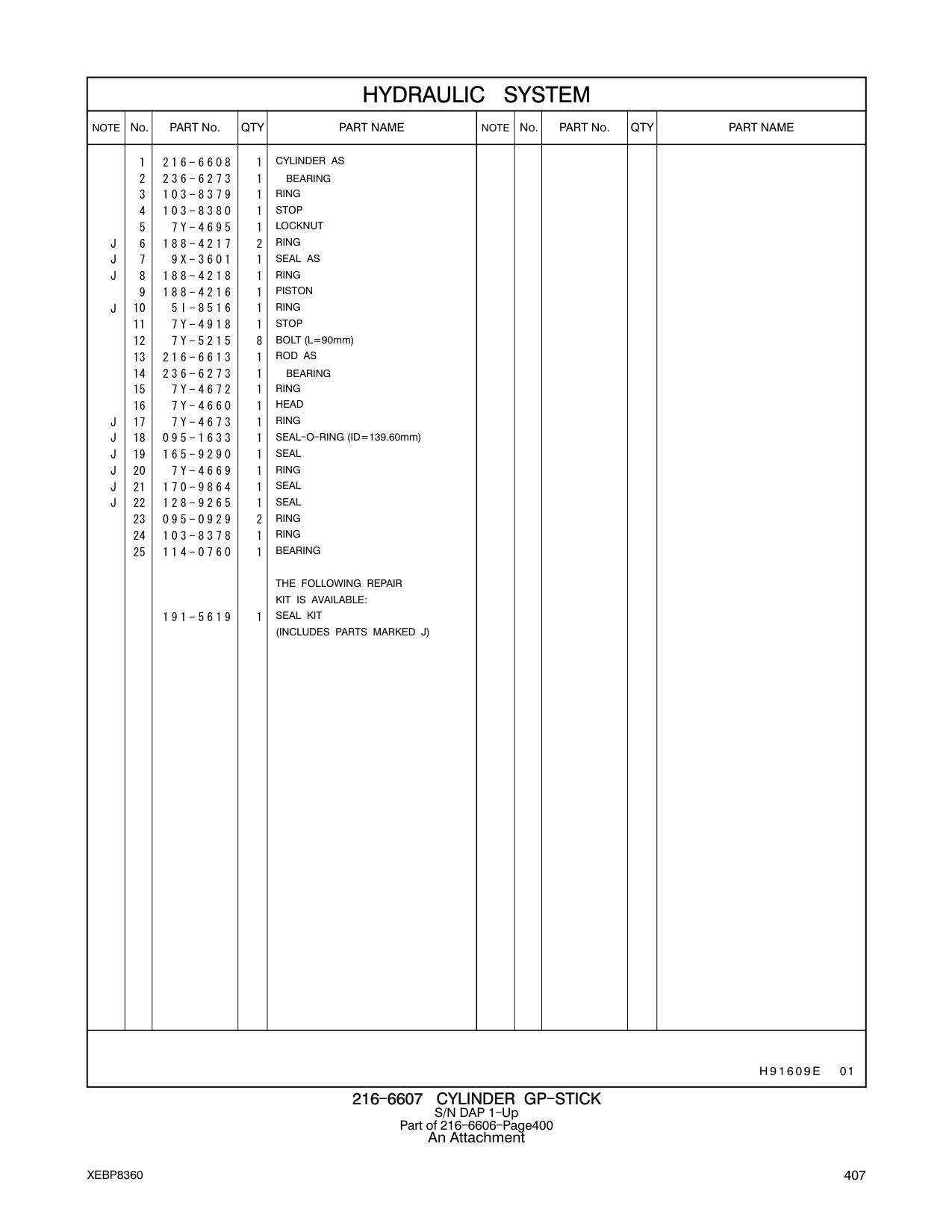216-6608 CYLINDER AS CAT parts manual diagram