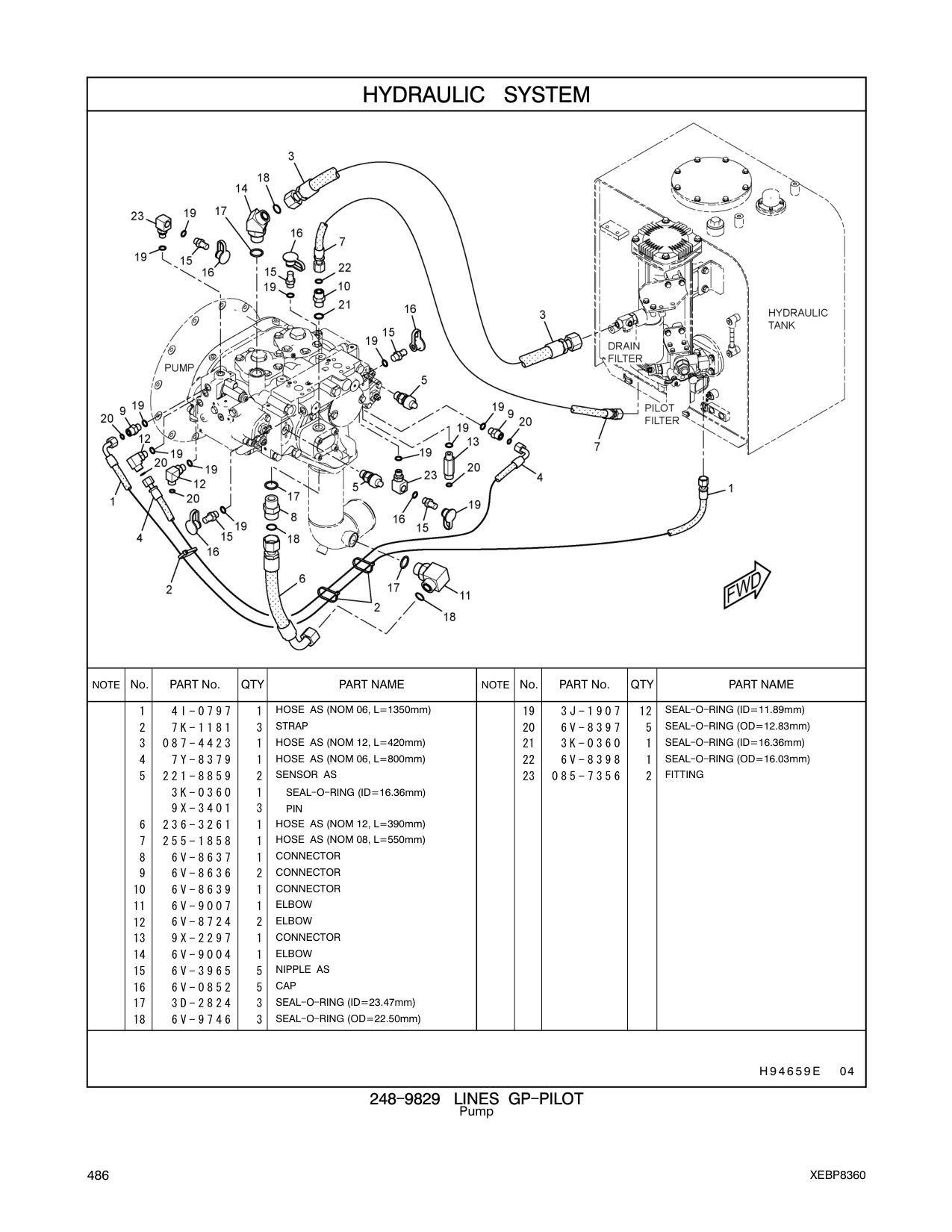 7Y-8379 HOSE AS (NOM 06, L=800mm) CAT parts manual diagram