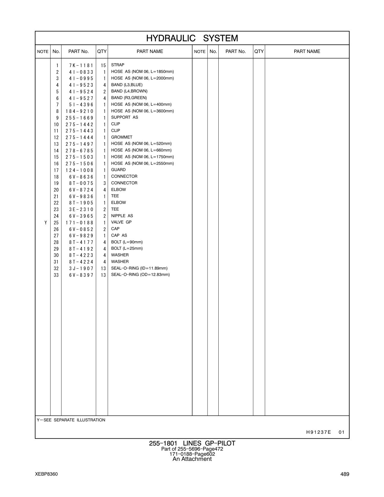 278-6785 HOSE AS (NOM 06, L=660mm) CAT parts manual diagram