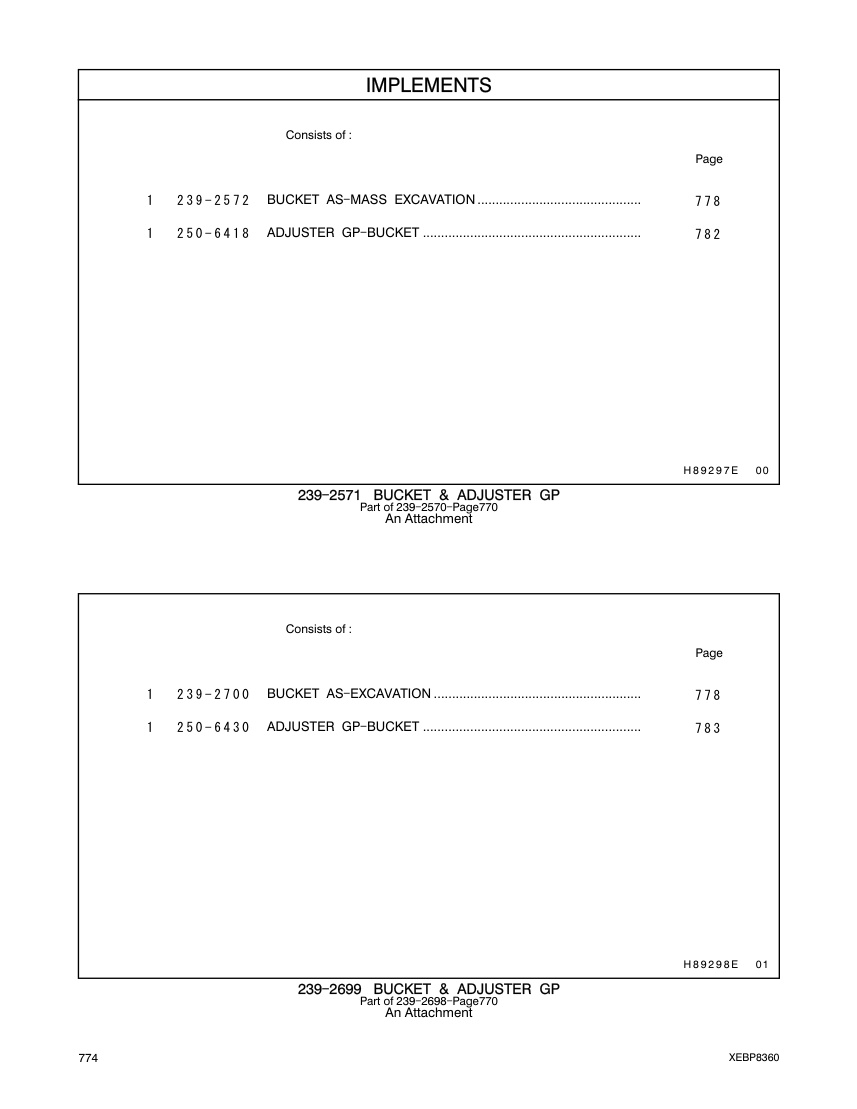 239-2572 BUCKET AS-MASS EXCAVATION CAT parts manual diagram