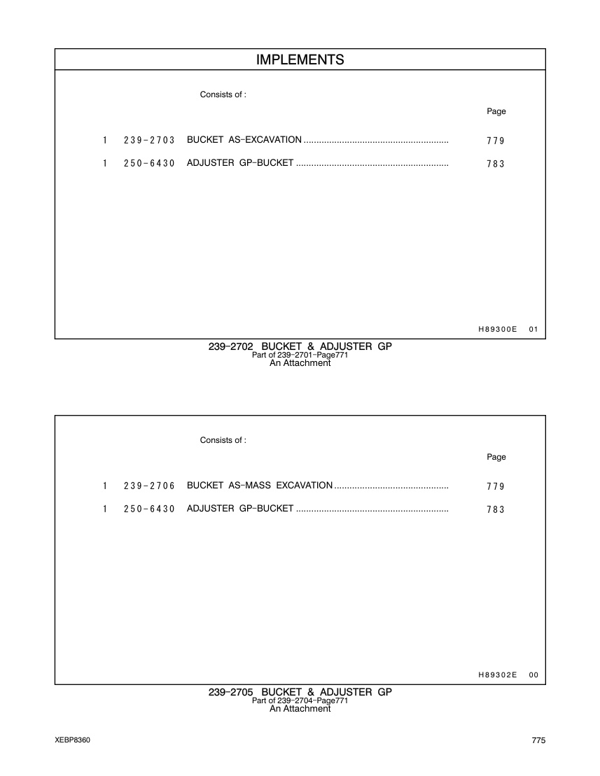 239-2706 BUCKET AS-MASS EXCAVATION CAT parts manual diagram