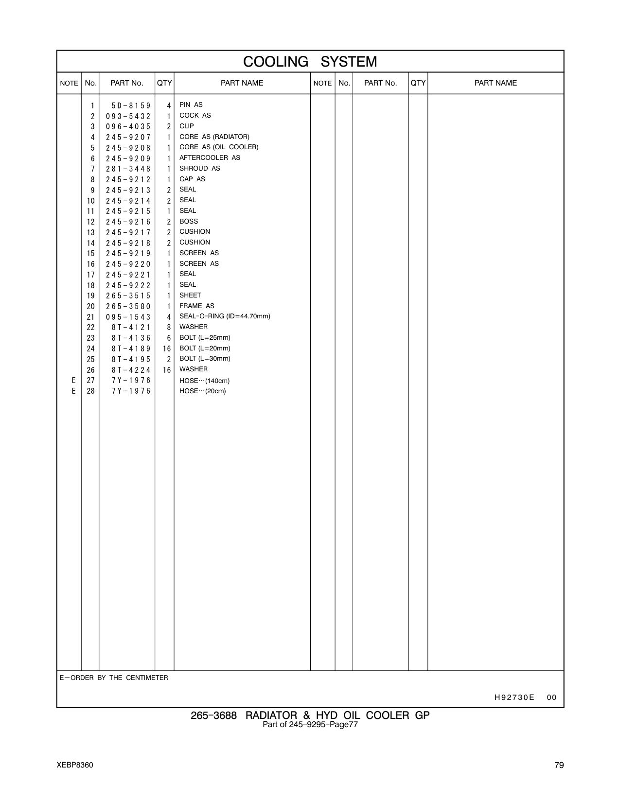 245-9207 CORE AS (RADIATOR) CAT parts manual diagram