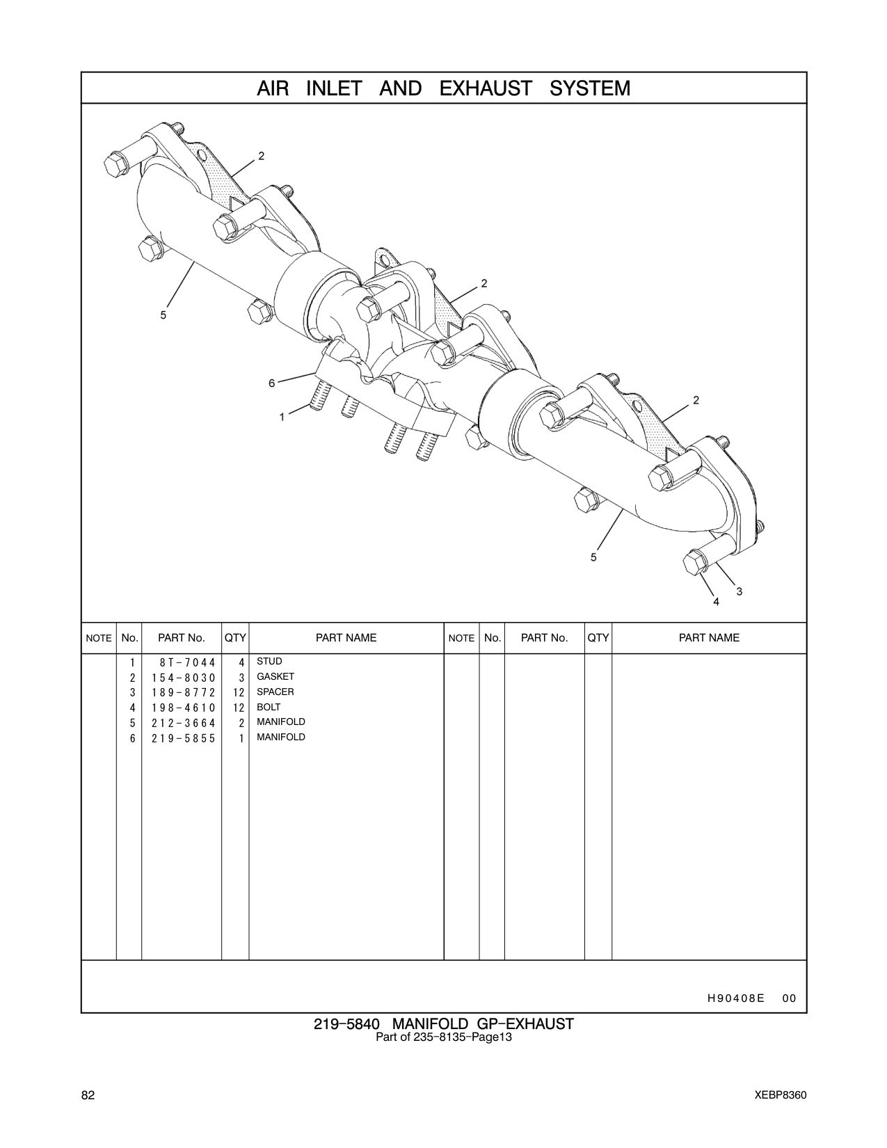 212-3664 MANIFOLD-EXHAUST(END) CAT parts manual diagram