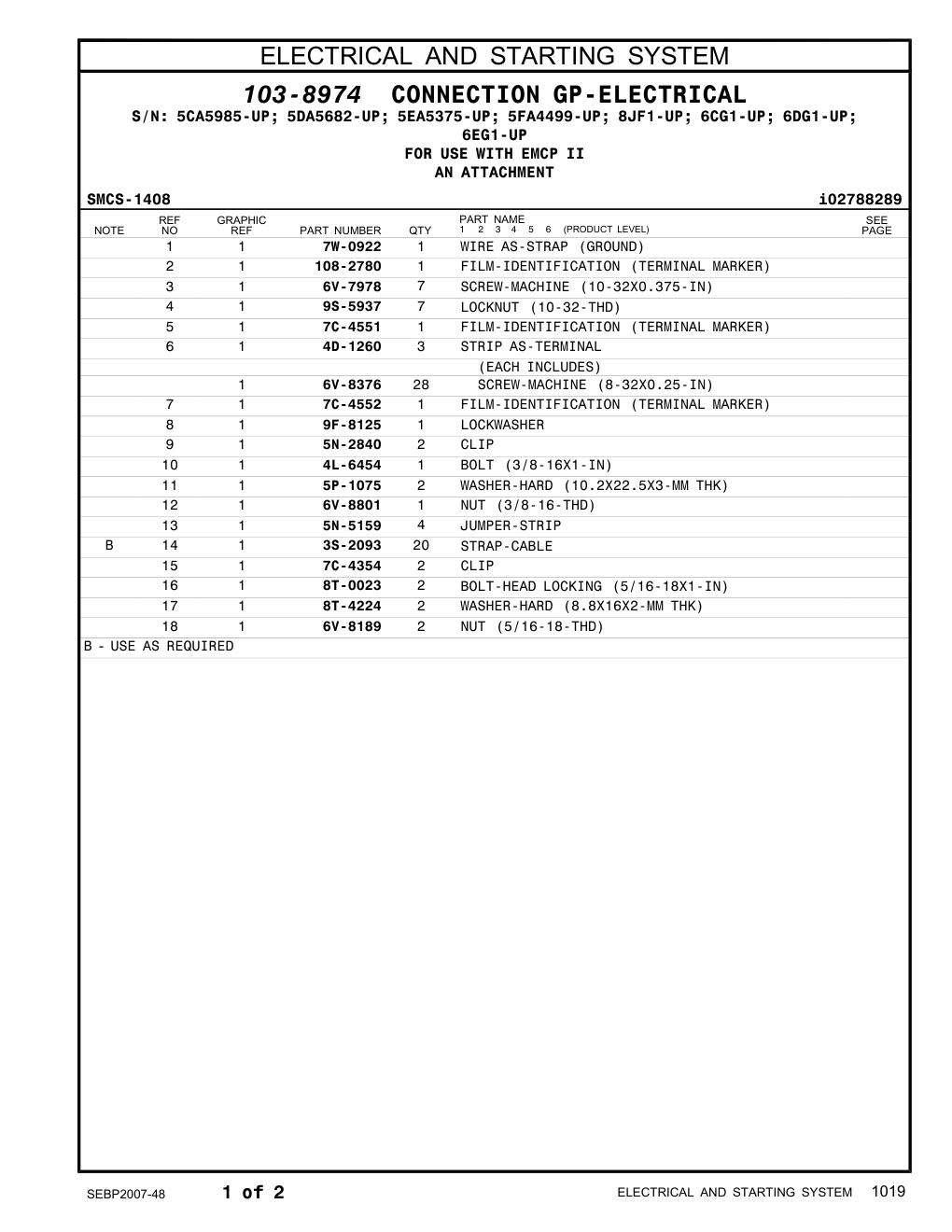 7C-4552 FILM-IDENTIFICATION (TERMINAL MARKER) CAT parts manual diagram