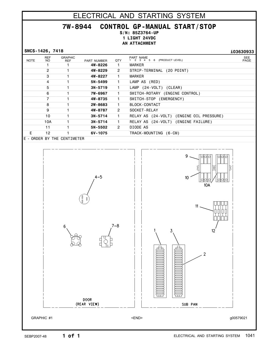 5N-5499 LAMP AS (RED) · S/N 85Z3764-UP CAT parts manual diagram