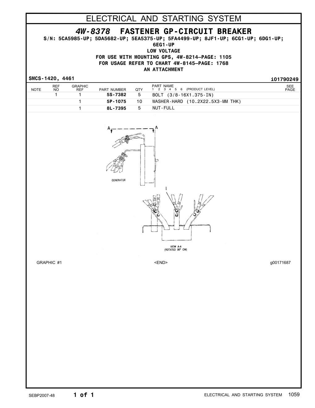 8L-7395 NUT-FULL CAT parts manual diagram