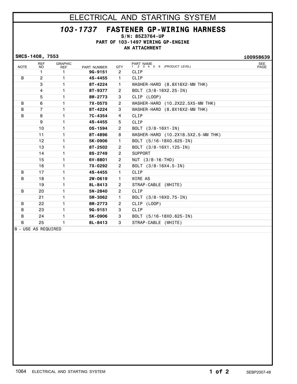 7X-0575 WASHER-HARD (10.2X22.5X5-MM THK) · S/N 85Z3764-UP CAT parts manual diagram