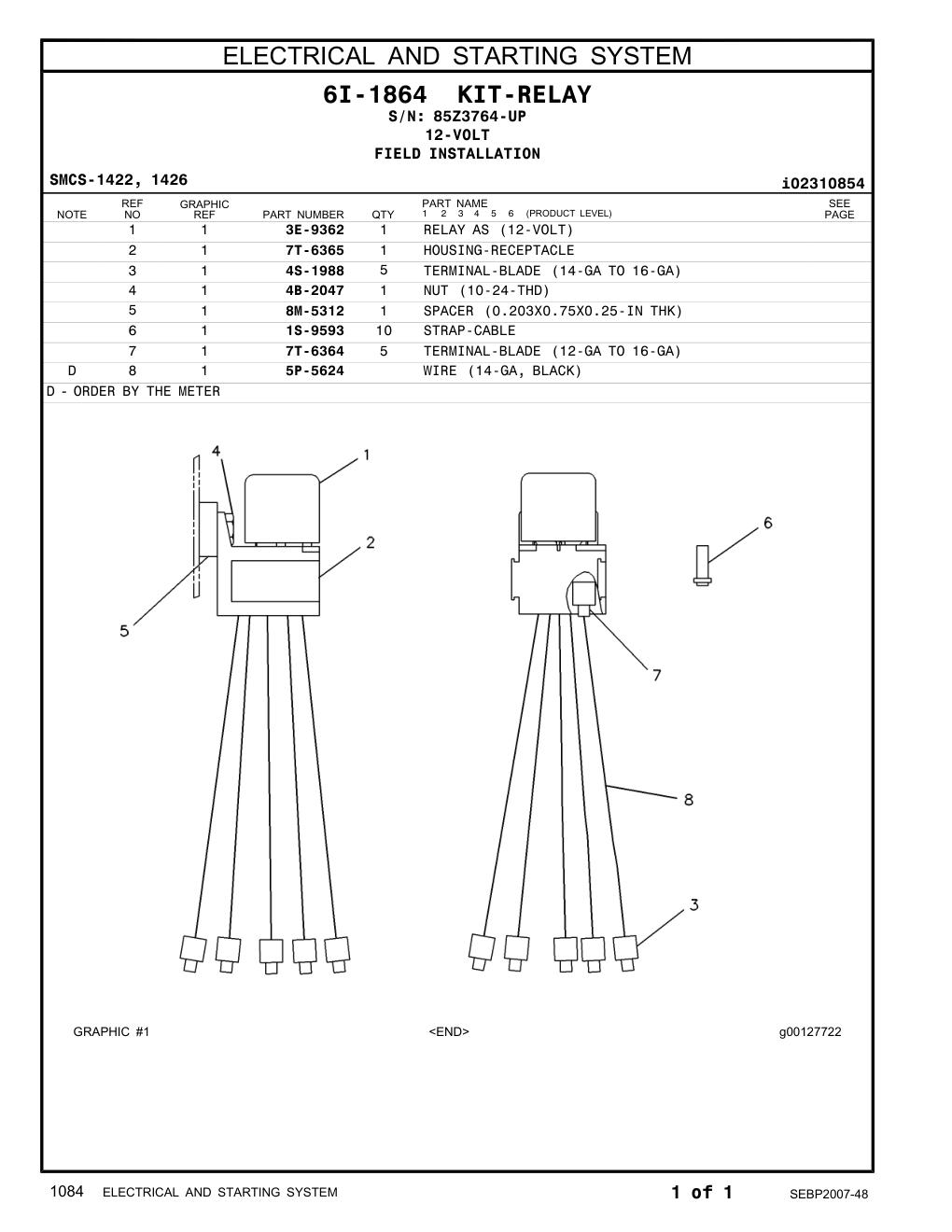 4S-1988 TERMINAL-BLADE (14-GA TO 16-GA) · S/N 85Z3764-UP CAT parts manual diagram