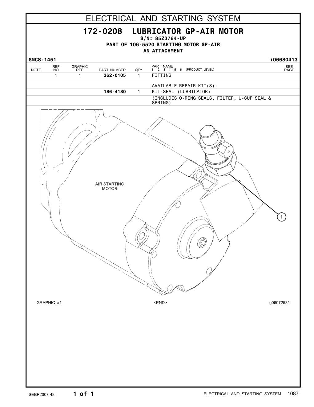 362-0105 FITTING · S/N 85Z3764-UP CAT parts manual diagram