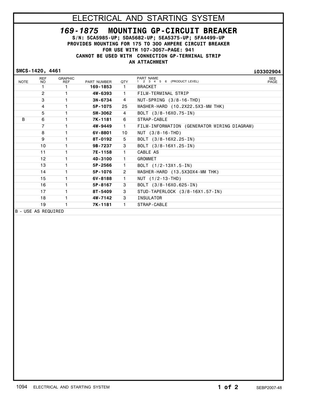 7E-1158 CABLE AS CAT parts manual diagram