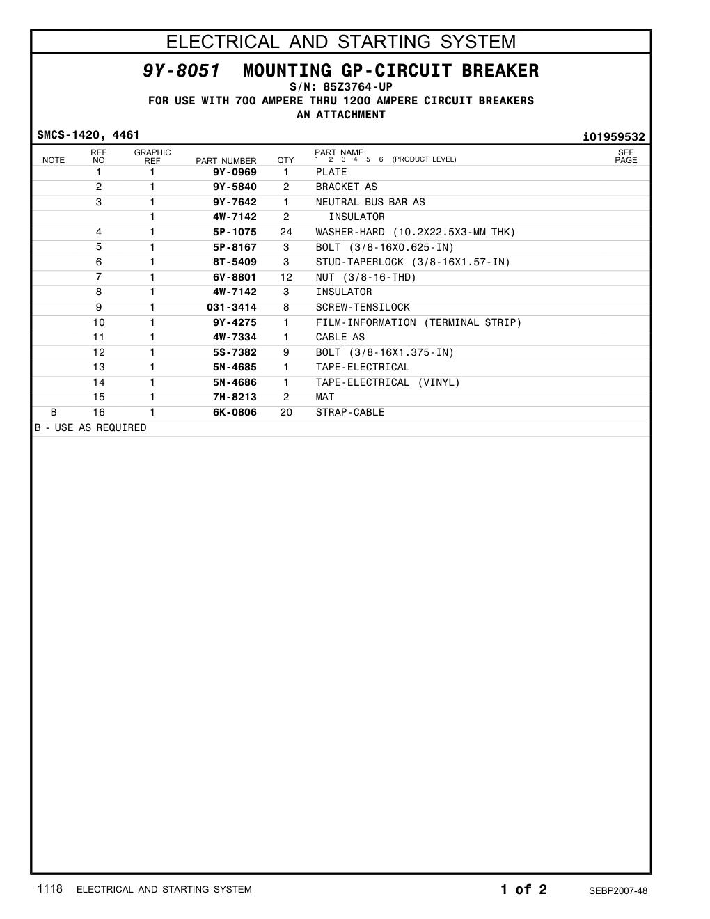 9Y-5840 BRACKET AS · S/N 85Z3764-UP CAT parts manual diagram