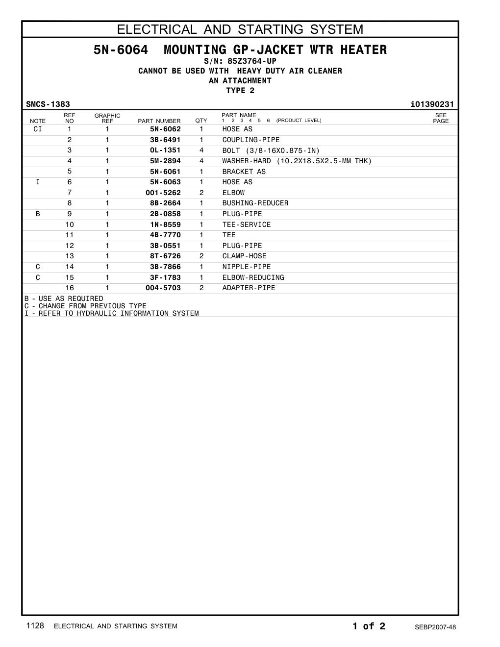 8T-6726 CLAMP-HOSE · S/N 85Z3764-UP CAT parts manual diagram