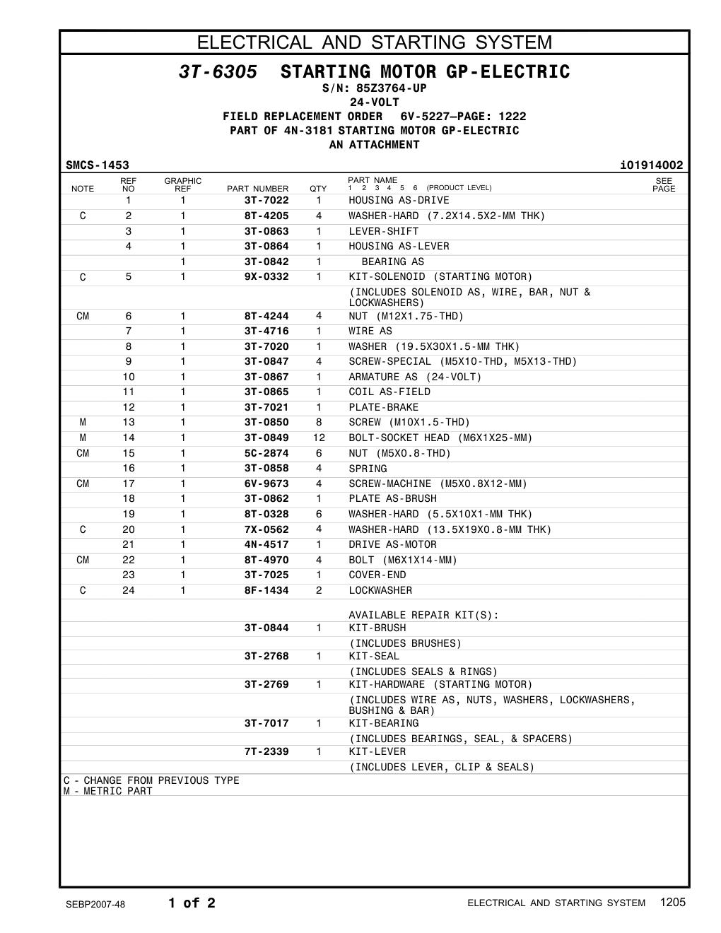 3T-0858 SPRING · S/N 85Z3764-UP CAT parts manual diagram