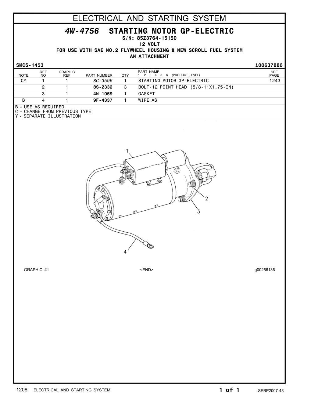 4N-1059 GASKET · S/N 85Z3764-15150 CAT parts manual diagram