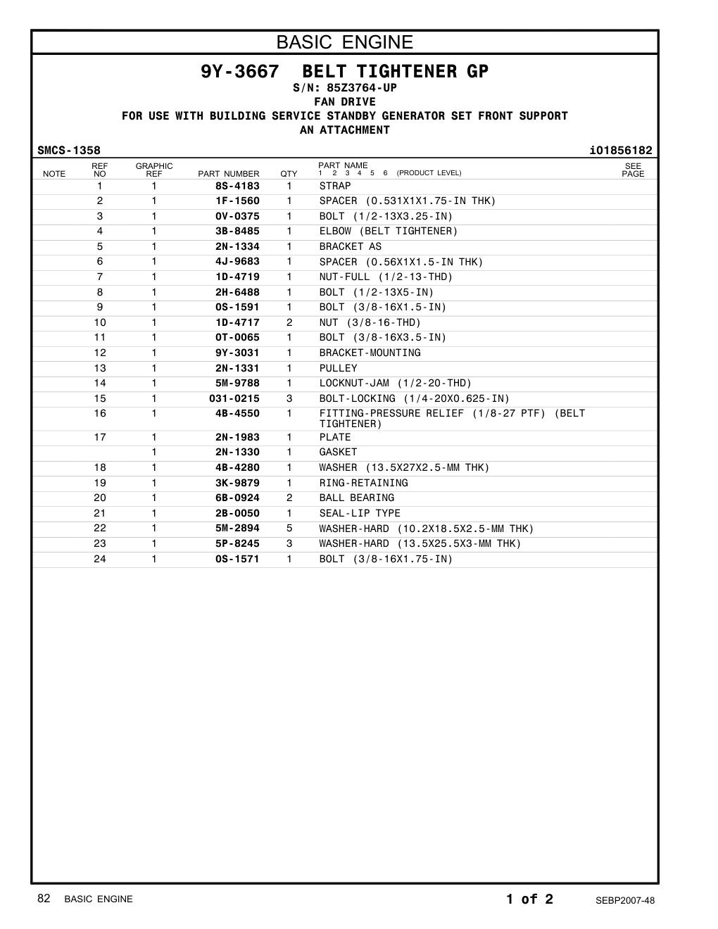 9Y-3031 BRACKET-MOUNTING · S/N 85Z3764-UP CAT parts manual diagram