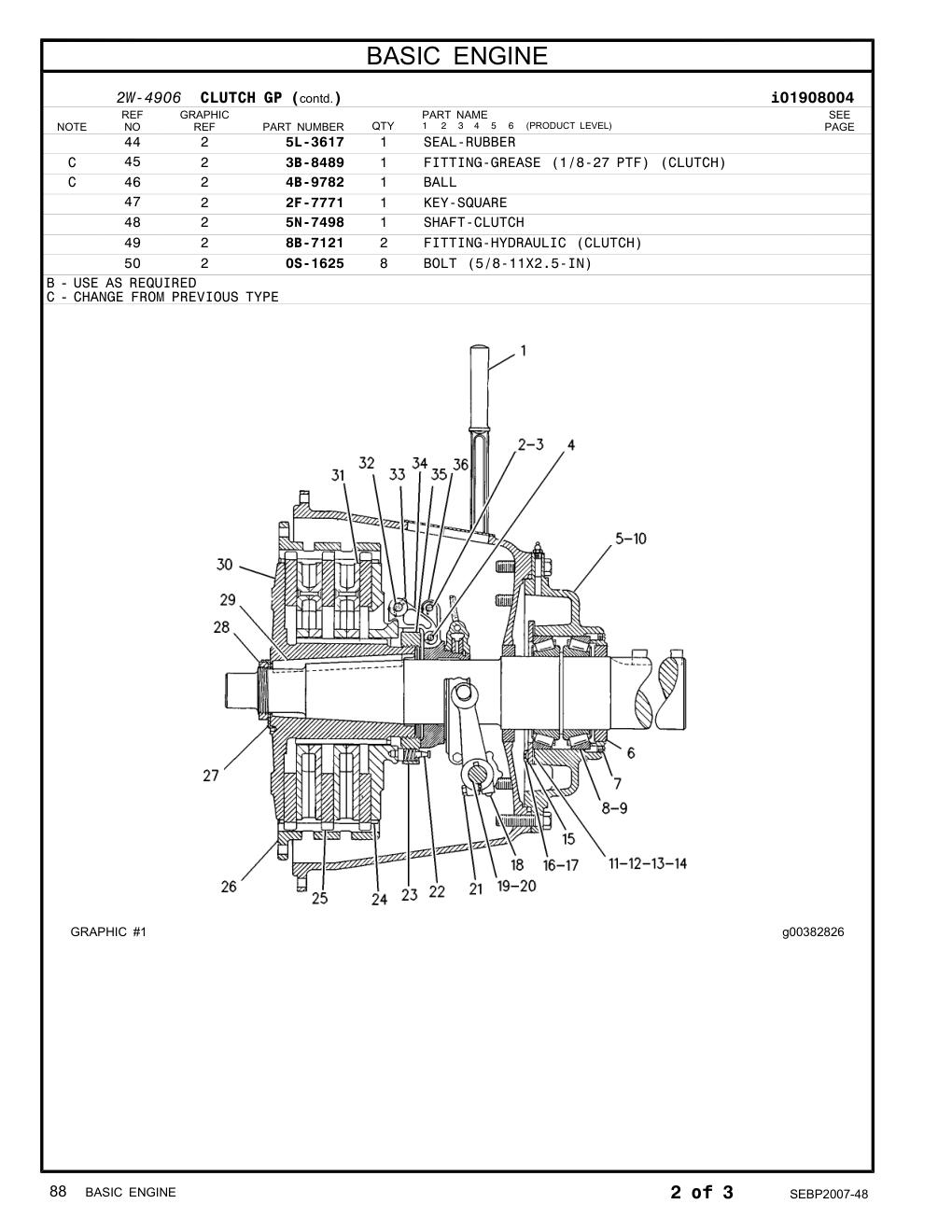 5N-7498 SHAFT-CLUTCH CAT parts manual diagram