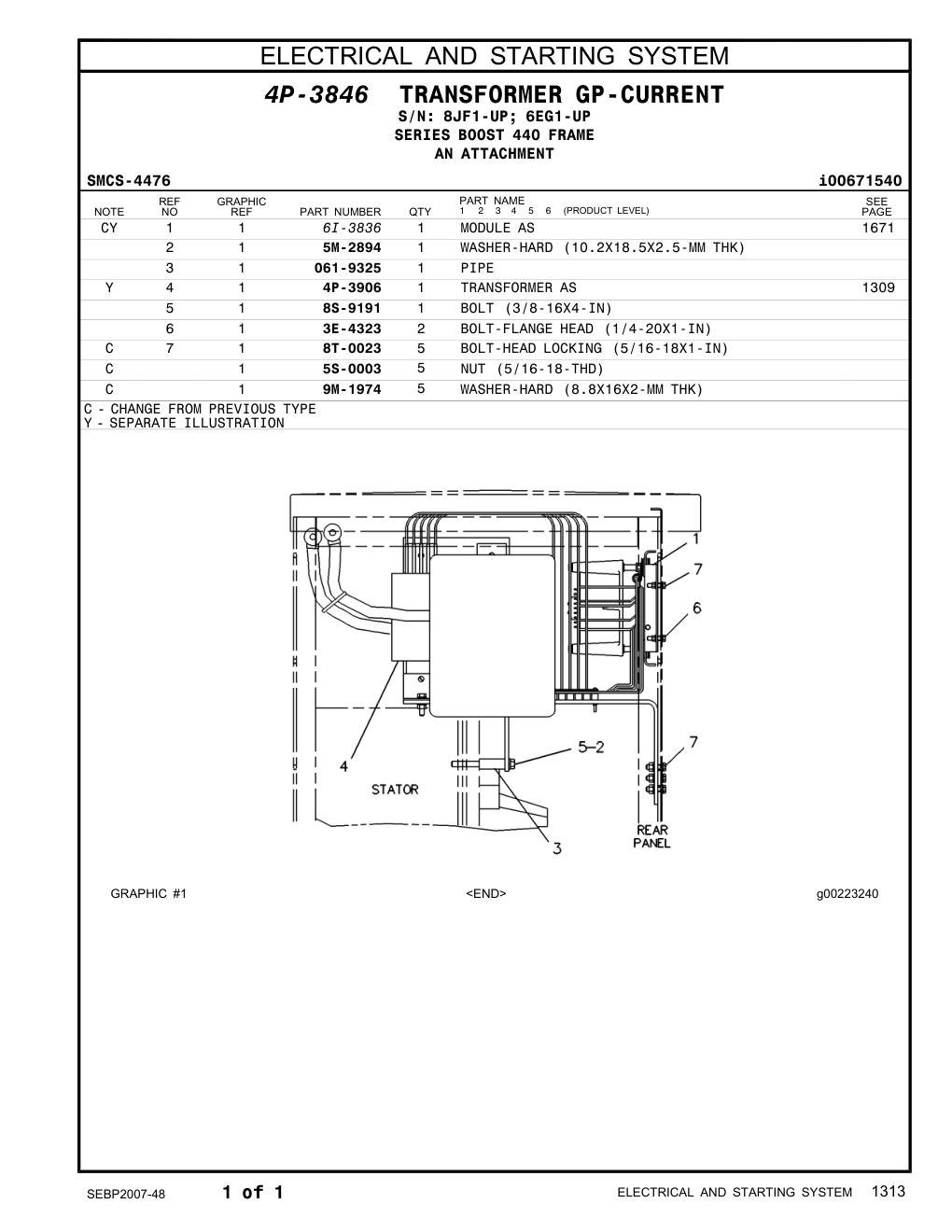 4P-3906 TRANSFORMER AS CAT parts manual diagram