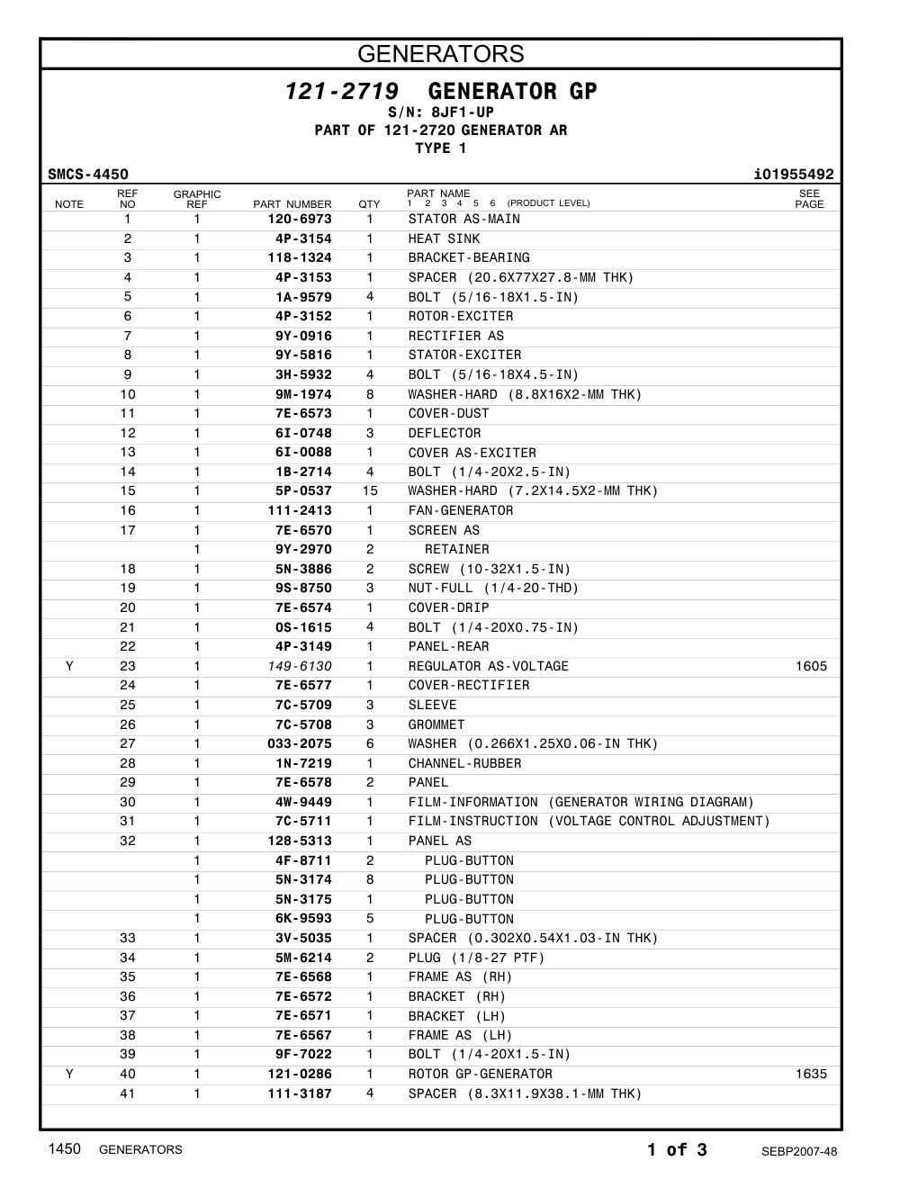 9Y-2970 RETAINER · S/N 8JF1-UP CAT parts manual diagram