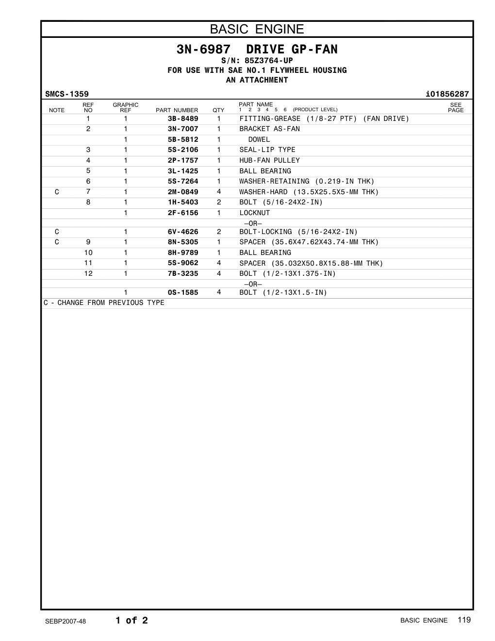 5B-5812 DOWEL · S/N 85Z3764-UP CAT parts manual diagram