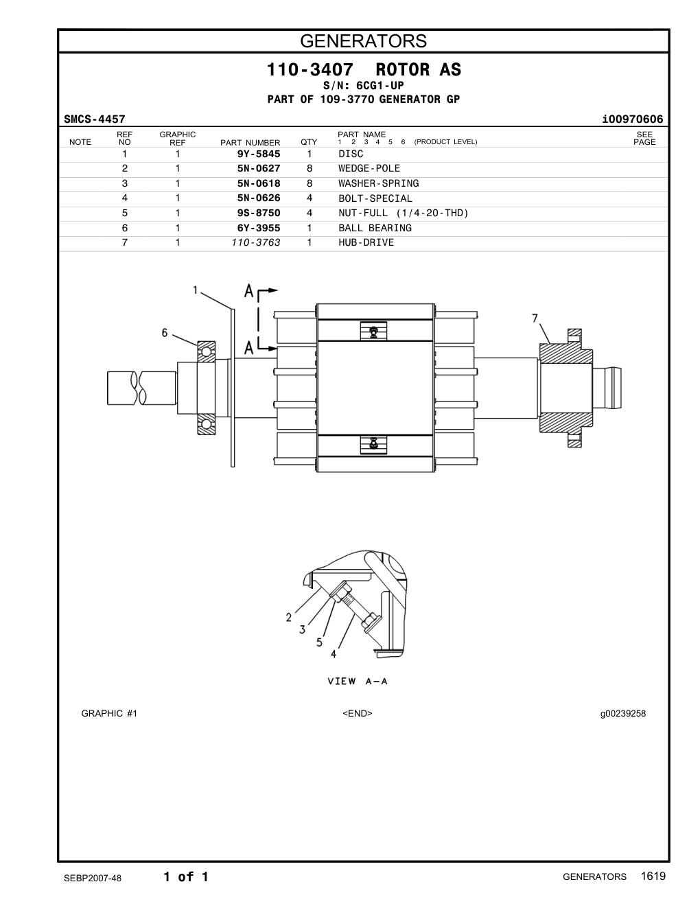 9Y-5845 DISC · S/N 6CG1-UP CAT parts manual diagram