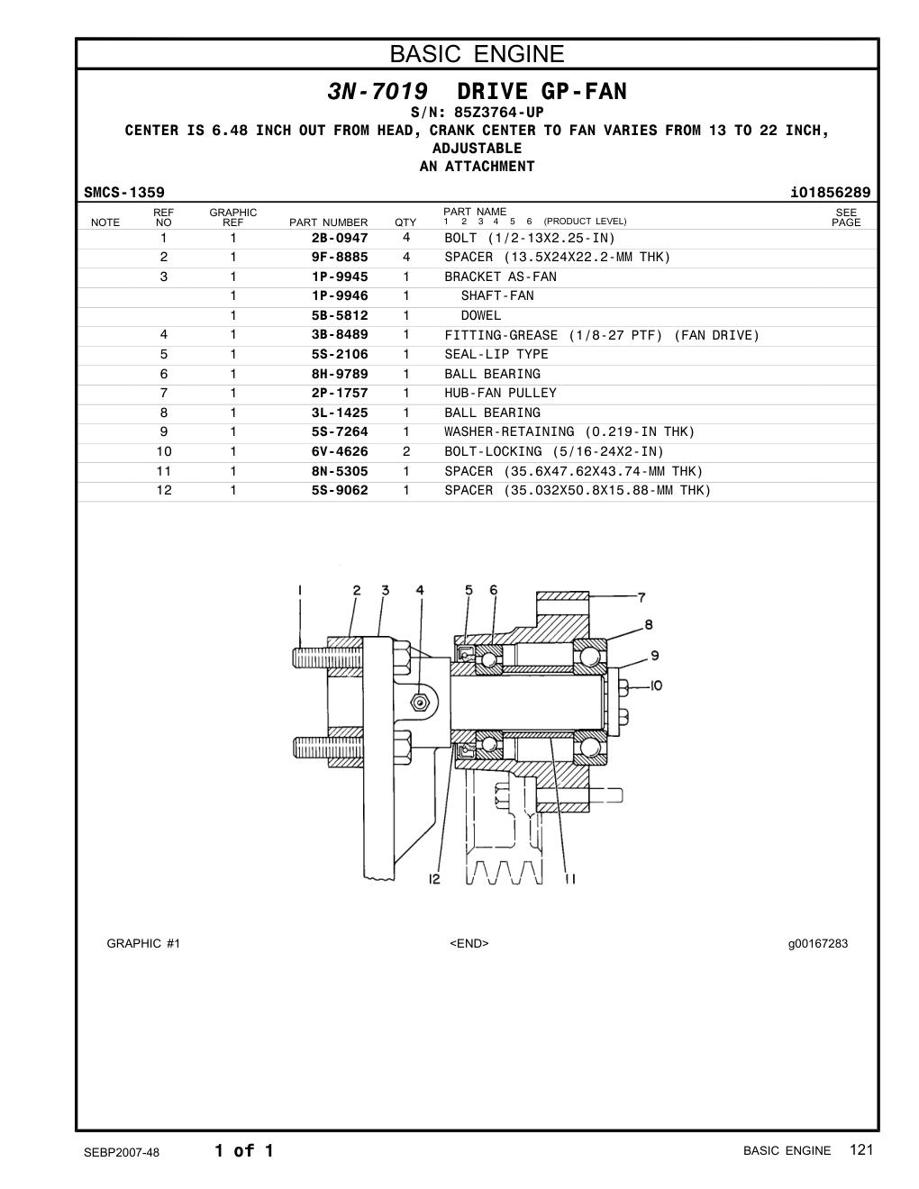 8N-5305 SPACER (35.6X47.62X43.74-MM THK) · S/N 85Z3764-UP CAT parts manual diagram