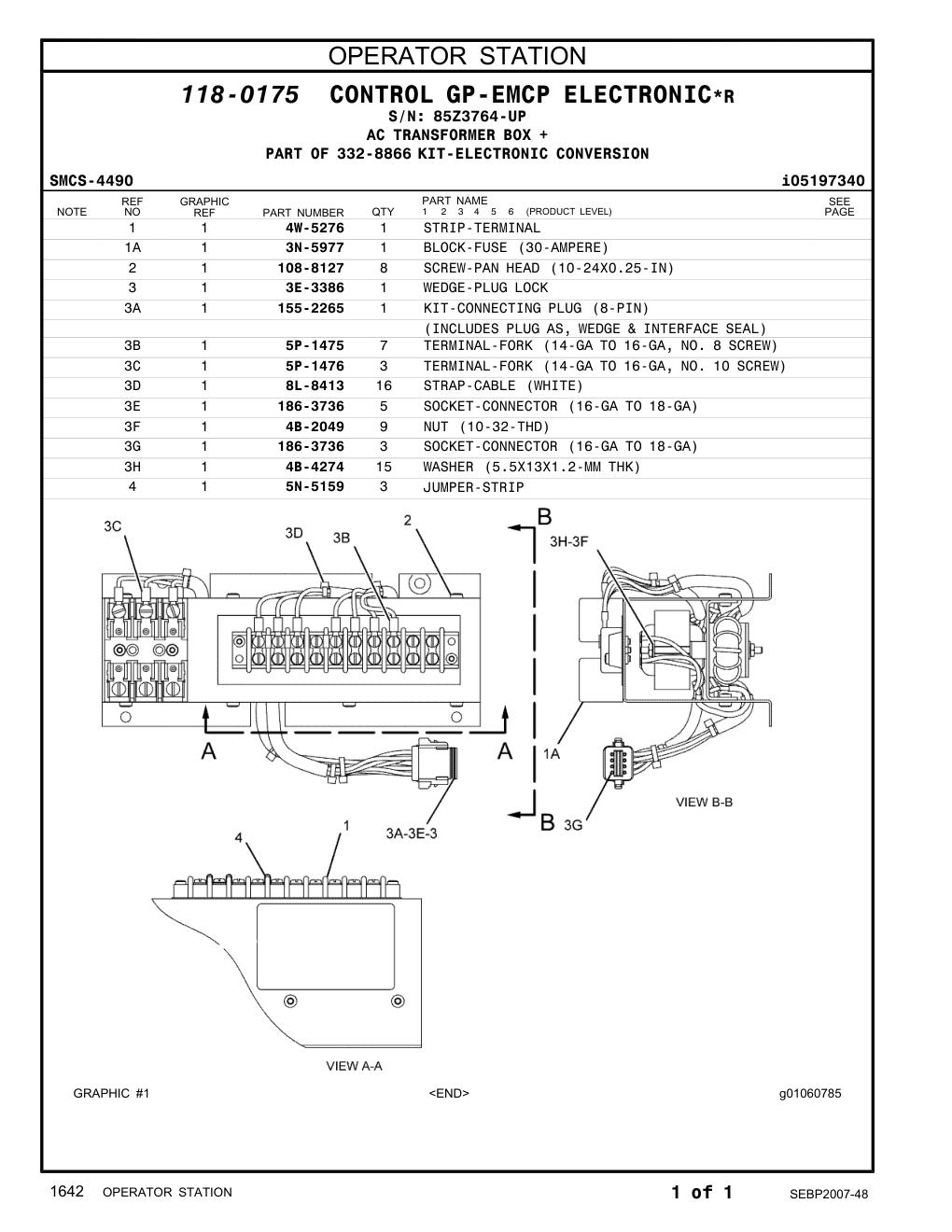 4W-5276 STRIP-TERMINAL · S/N 85Z3764-UP CAT parts manual diagram