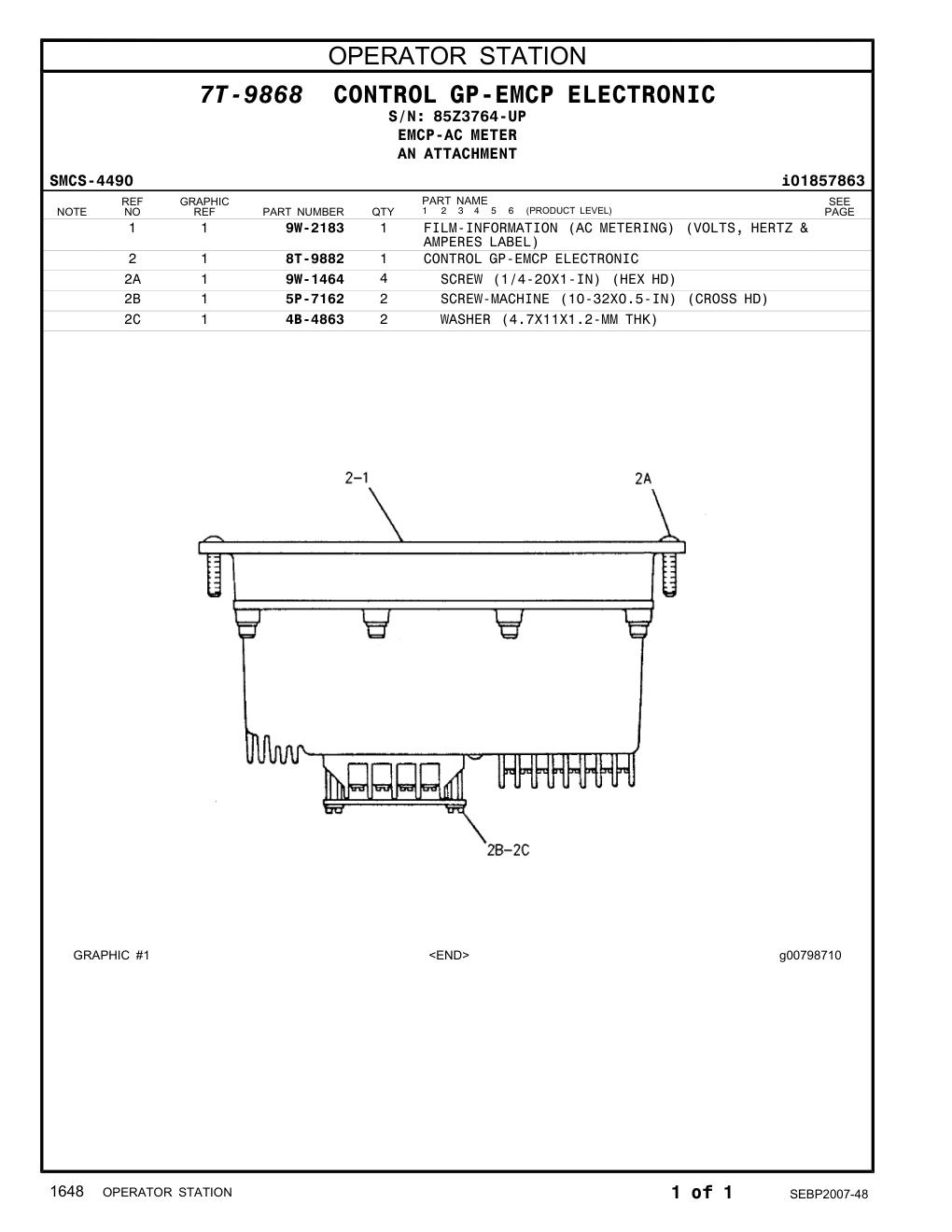 9W-2183 FILM-INFORMATION (AC METERING) (VOLTS, HERTZ & · S/N 85Z3764-UP CAT parts manual diagram