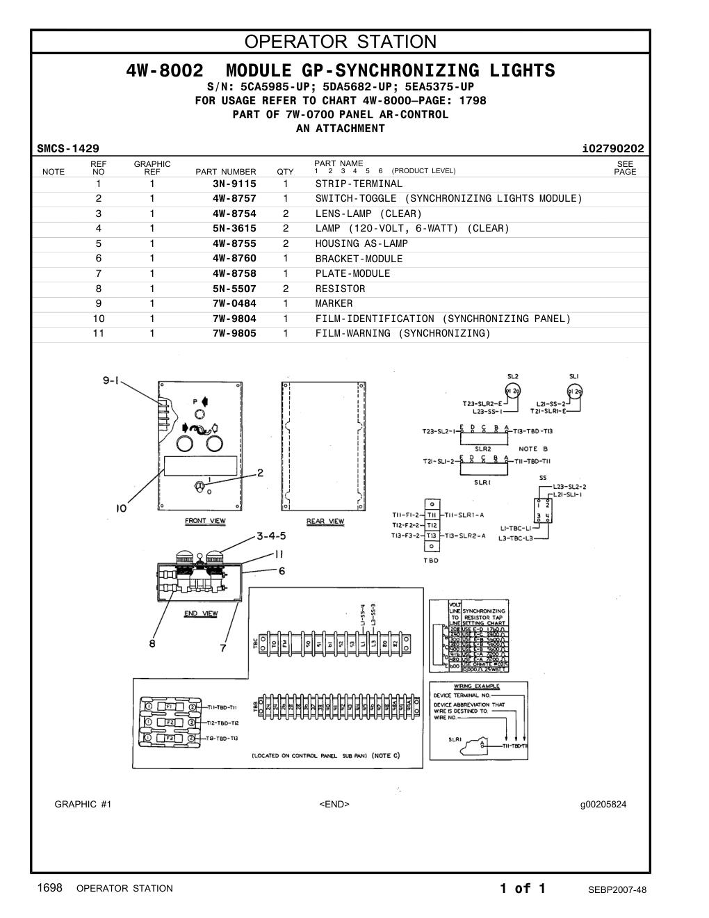 7W-9804 FILM-IDENTIFICATION (SYNCHRONIZING PANEL) CAT parts manual diagram
