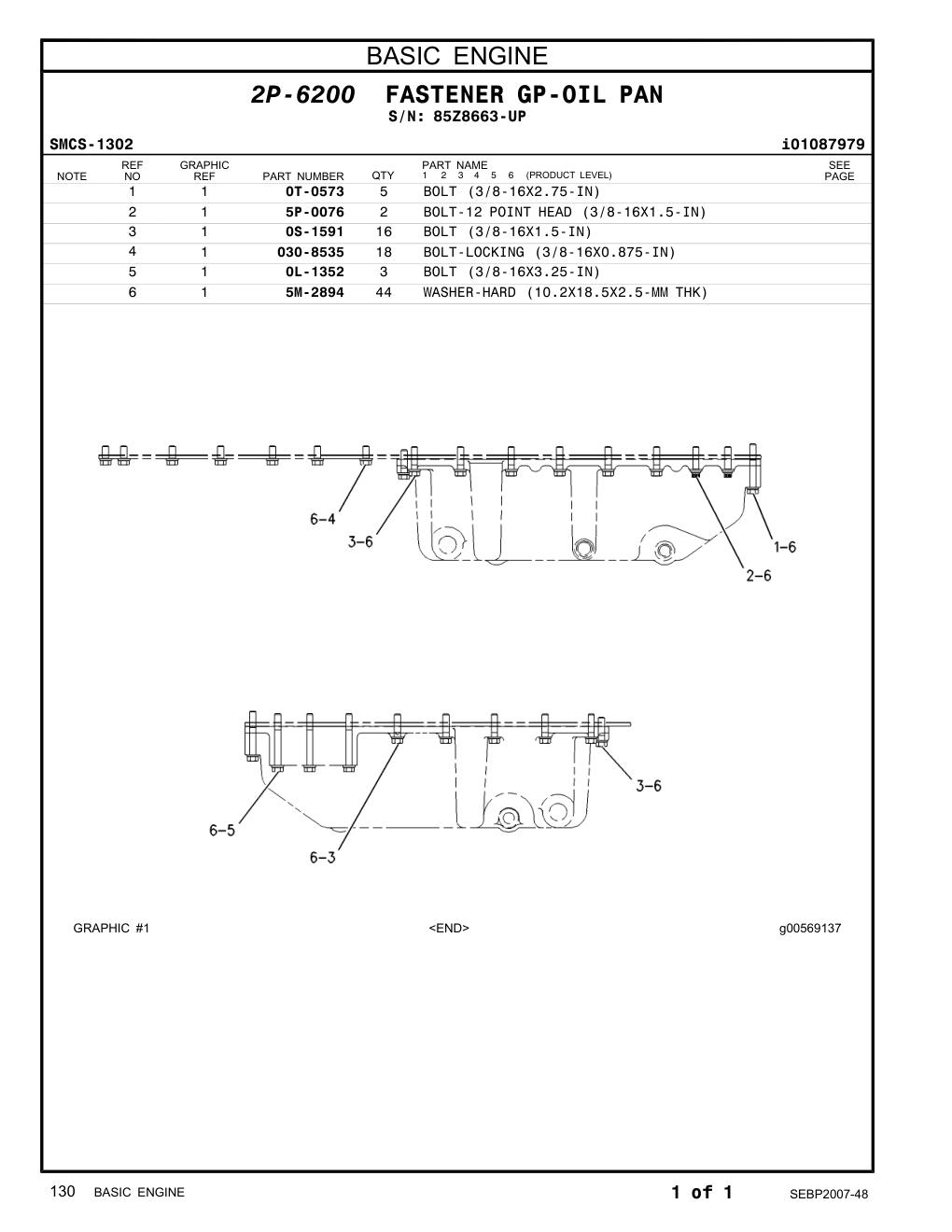 030-8535 BOLT-LOCKING (3/8-16X0.875-IN) · S/N 85Z8663-UP CAT parts manual diagram