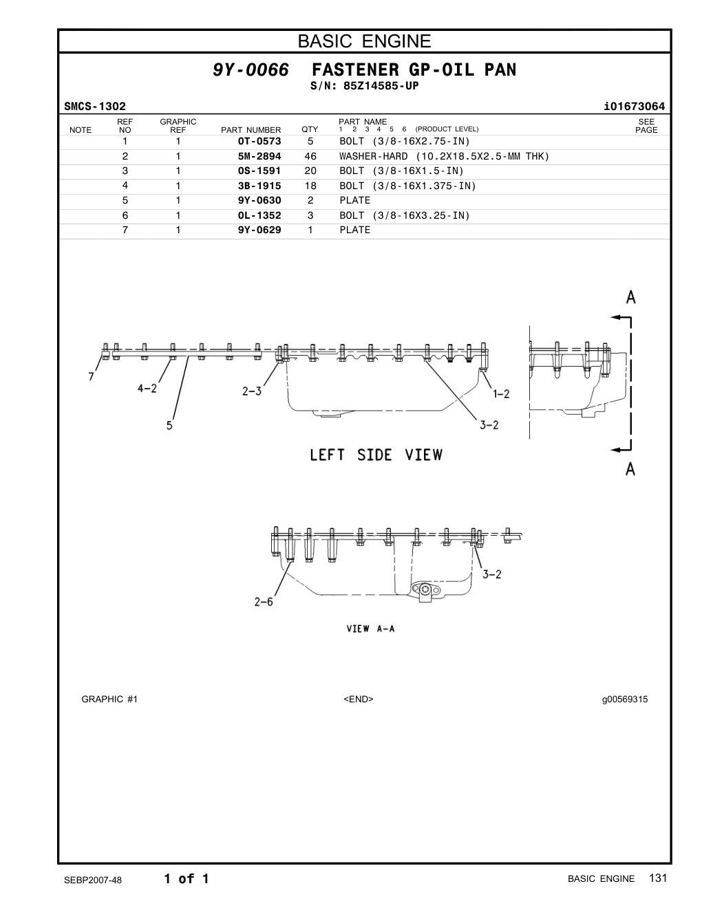 9Y-0629 PLATE · S/N 85Z14585-UP CAT parts manual diagram