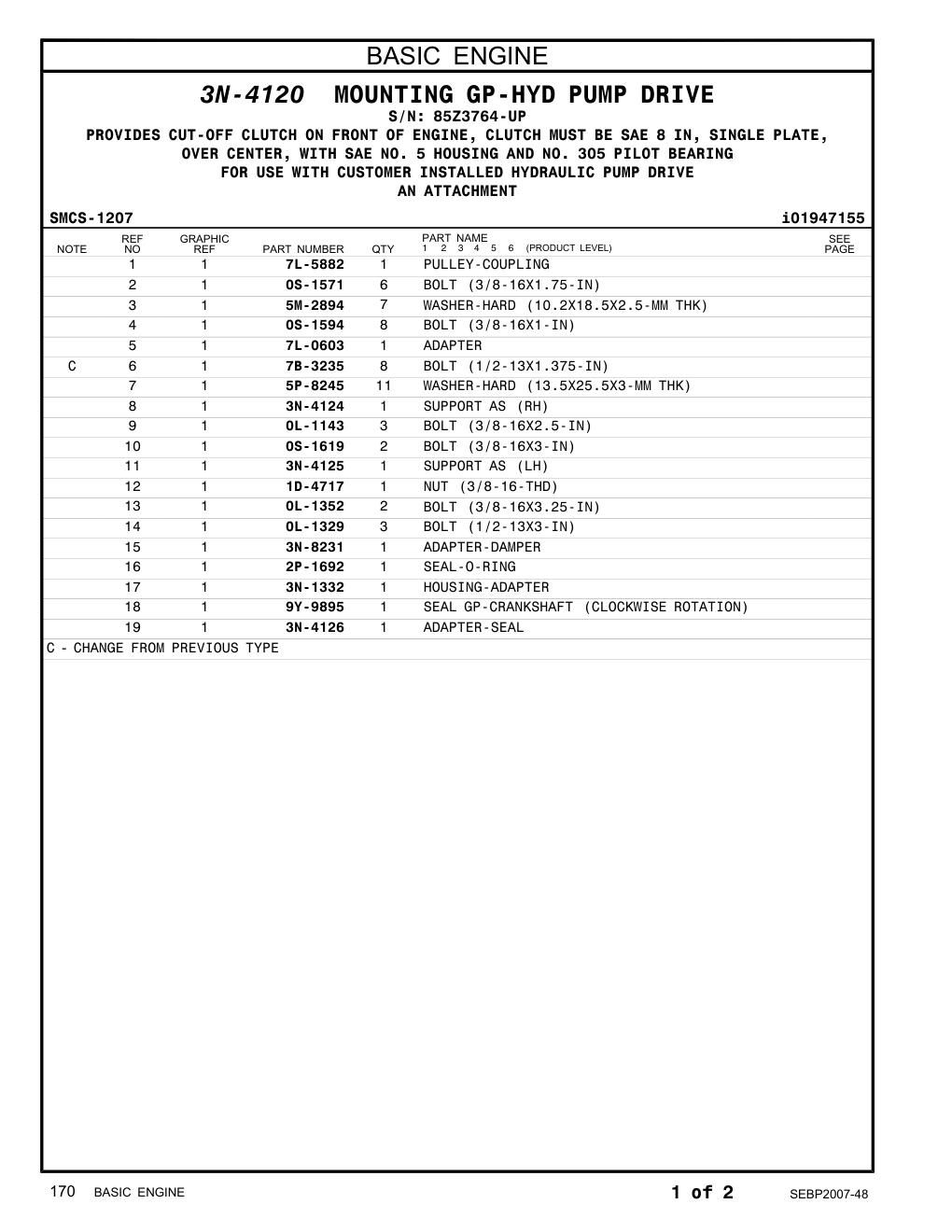 7L-5882 PULLEY-COUPLING · S/N 85Z3764-UP CAT parts manual diagram