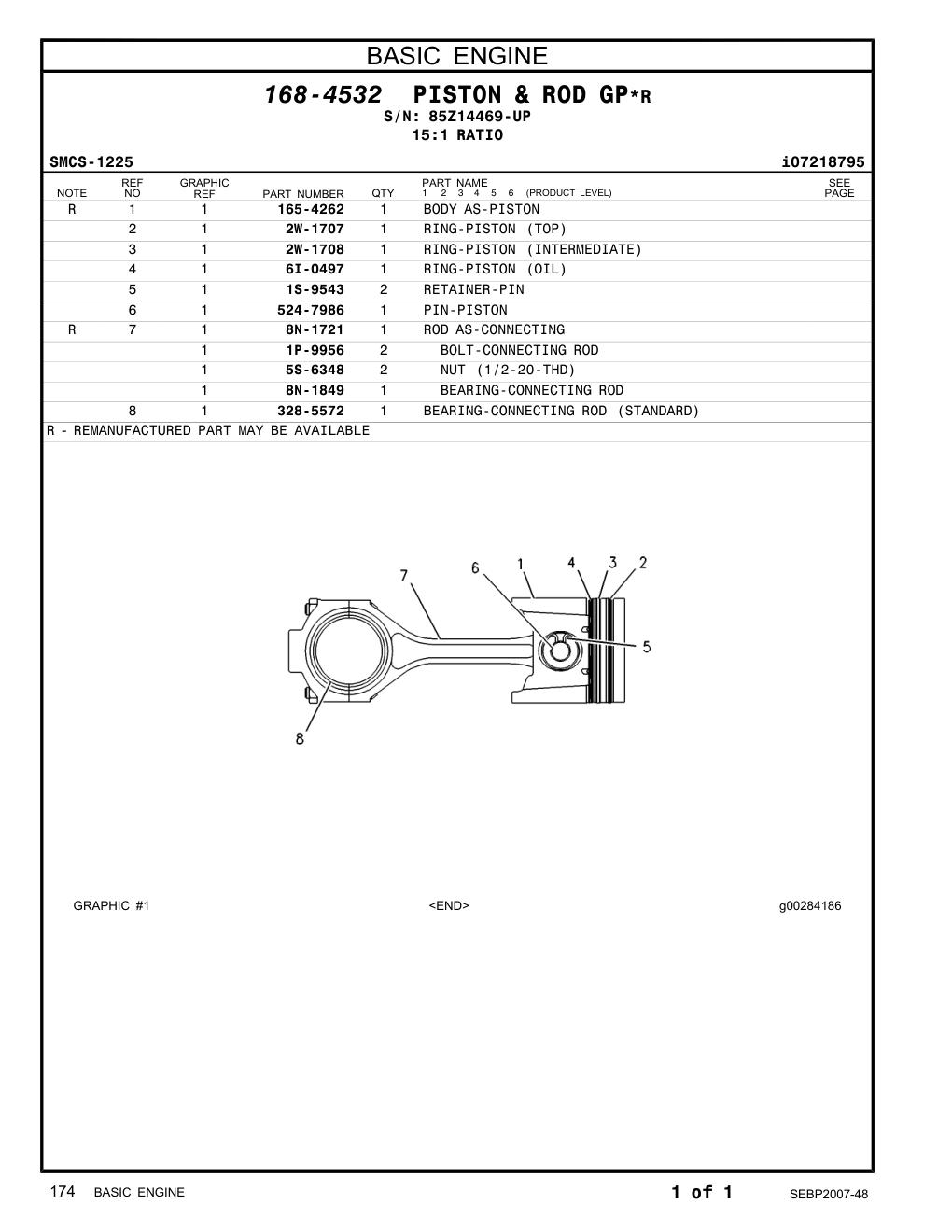 6I-0497 RING-PISTON (OIL) · S/N 85Z14469-UP CAT parts manual diagram