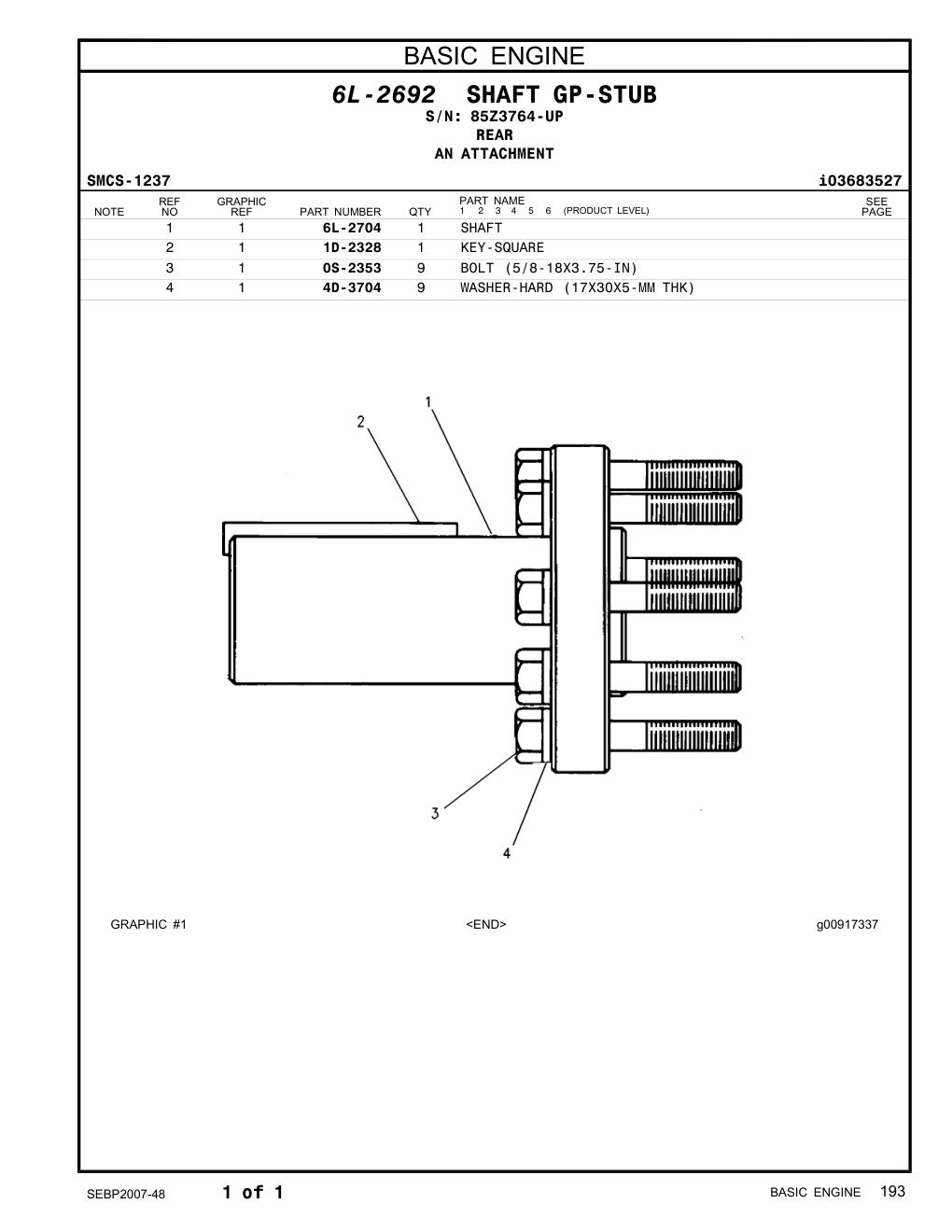 4D-3704 WASHER-HARD (17X30X5-MM THK) · S/N 85Z3764-UP CAT parts manual diagram