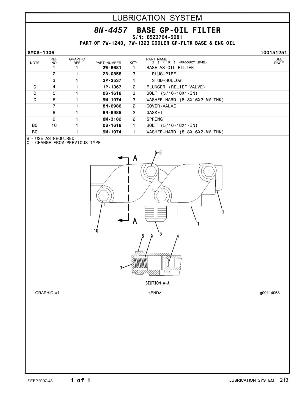 8N-6985 GASKET · S/N 85Z3764-5081 CAT parts manual diagram